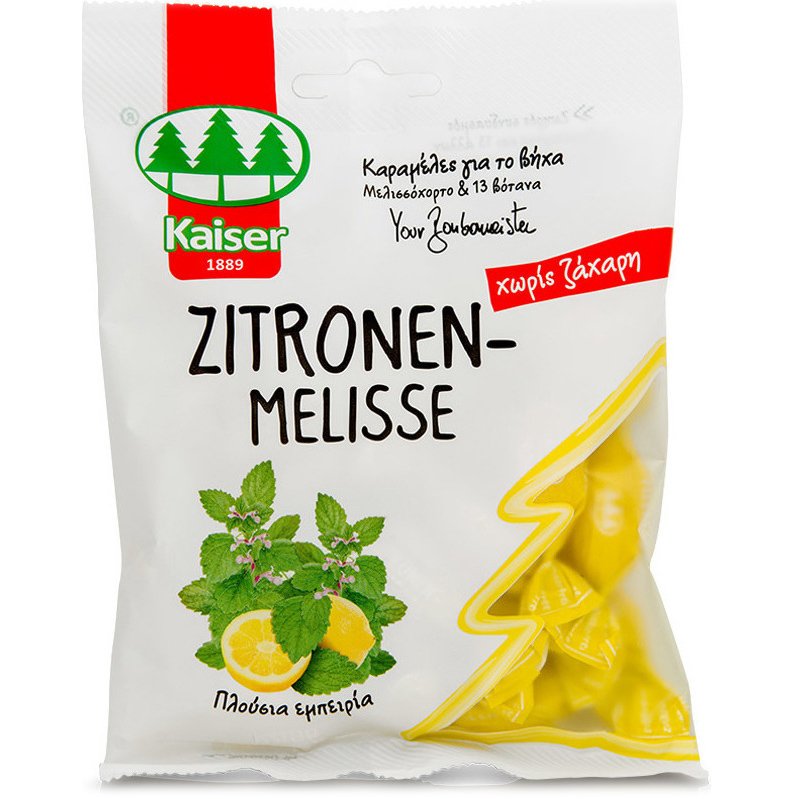 Kaiser Zitronen-Melisse Καραμέλες για το Βήχα Χωρίς Ζάχαρη με Μελισσόχορτο & 13 Βότανα 60gr