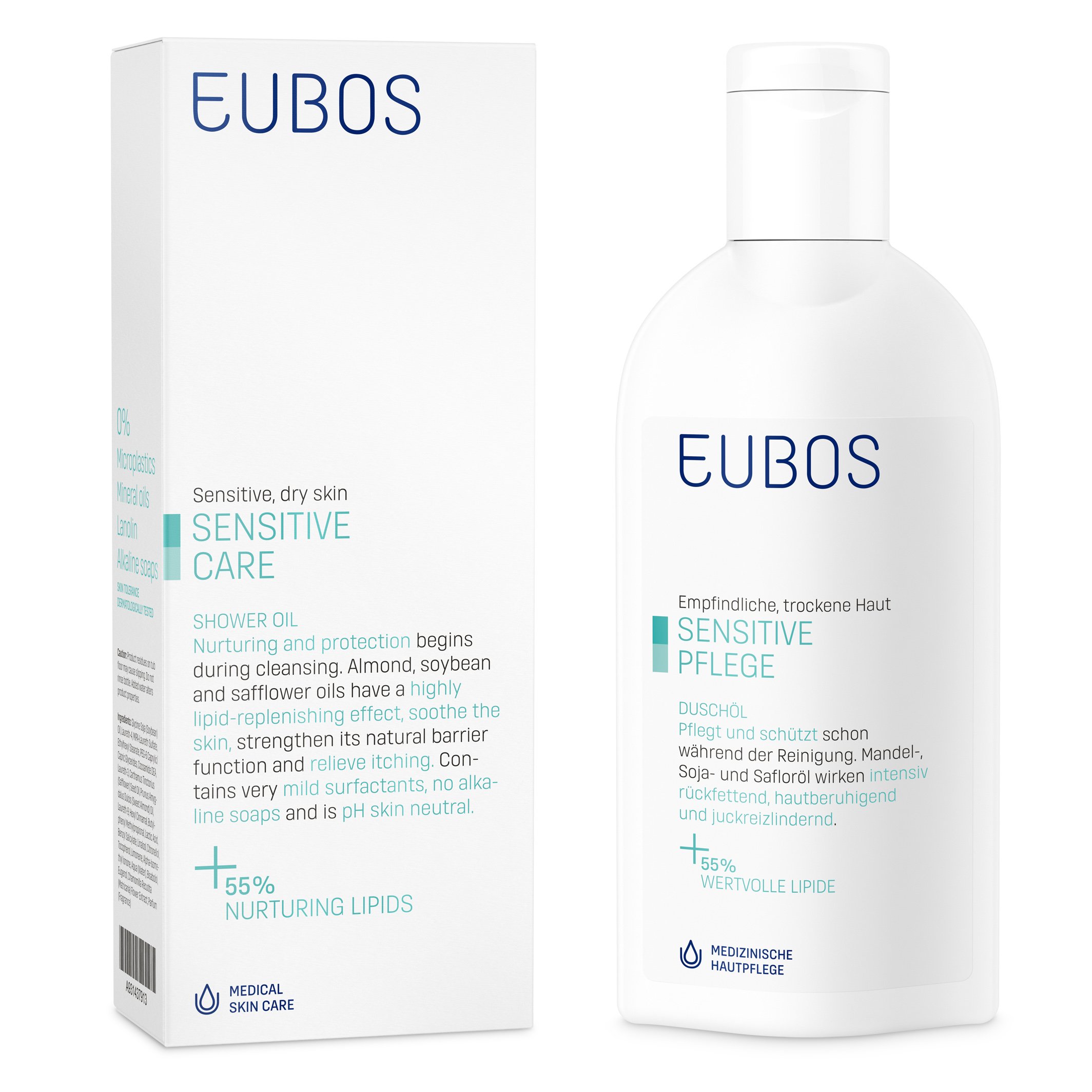 Eubos Sensitive Shower Oil F, Ελαιώδες Ντους για Ξηρό Πολύ Ξηρό Δέρμα 200ml