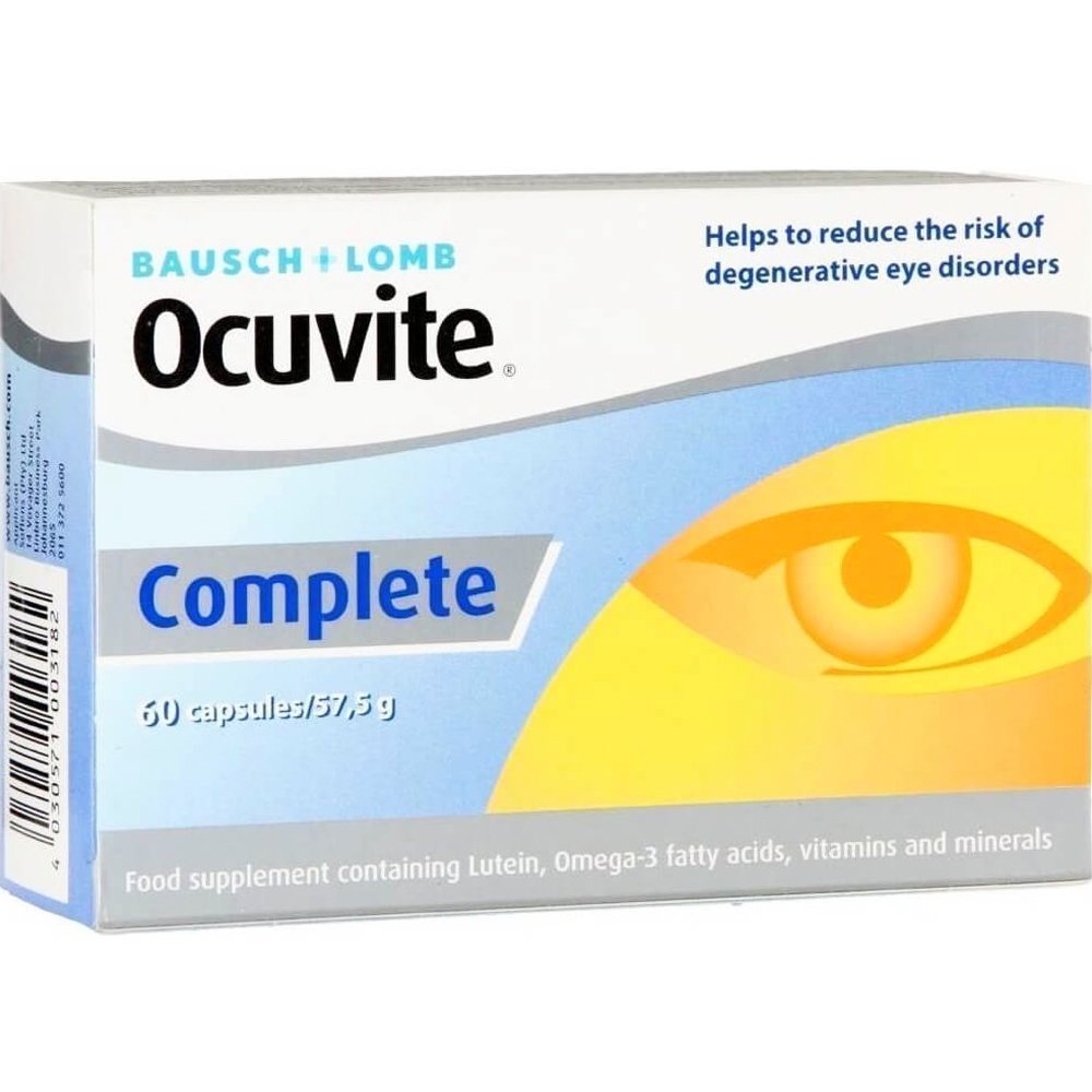 Bausch & Lomb Bausch & Lomb Ocuvite Complete Συμπλήρωμα Διατροφής Ω3, Βιταμινών & Μετάλλων για τη Φυσιολογική Λειτουργία της Όρασης Κατά της Εκφύλισης της Ωχράς Κηλίδας 60caps