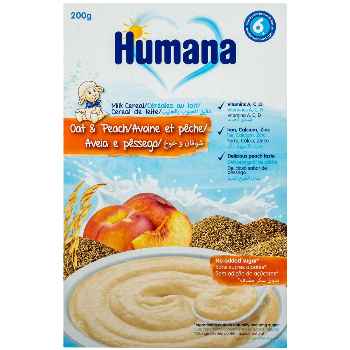 Humana Βρεφική Κρέμα Βρώμης & Ροδάκινου Μετά τον 6ο Μήνα 200g
