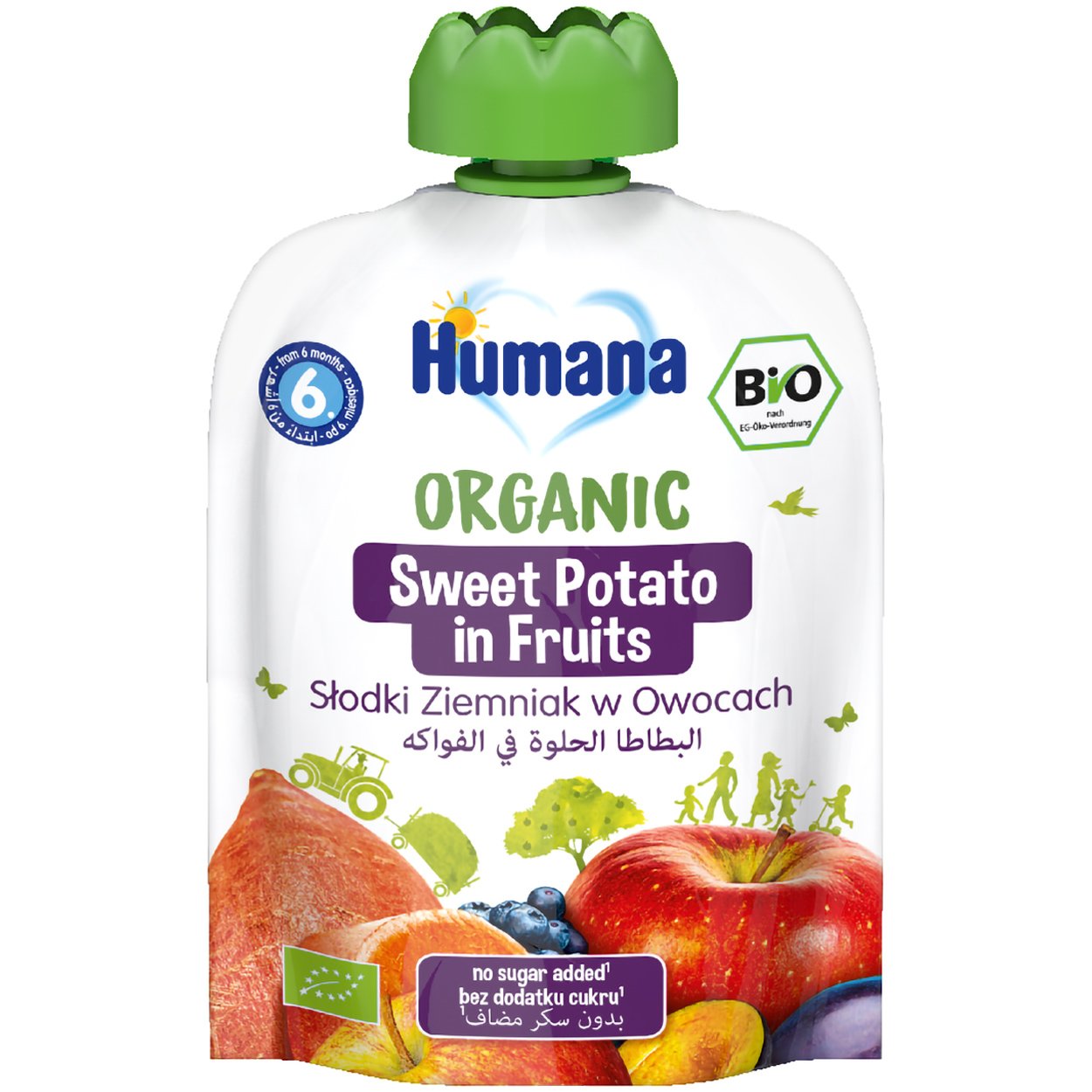 Humana Bio Organic Sweet Potato in Fruits Puree 6m+ Φρουτοπουρές με Γλυκοπατάτα & Φρούτα Μετά τον 6ο Μήνα 90g