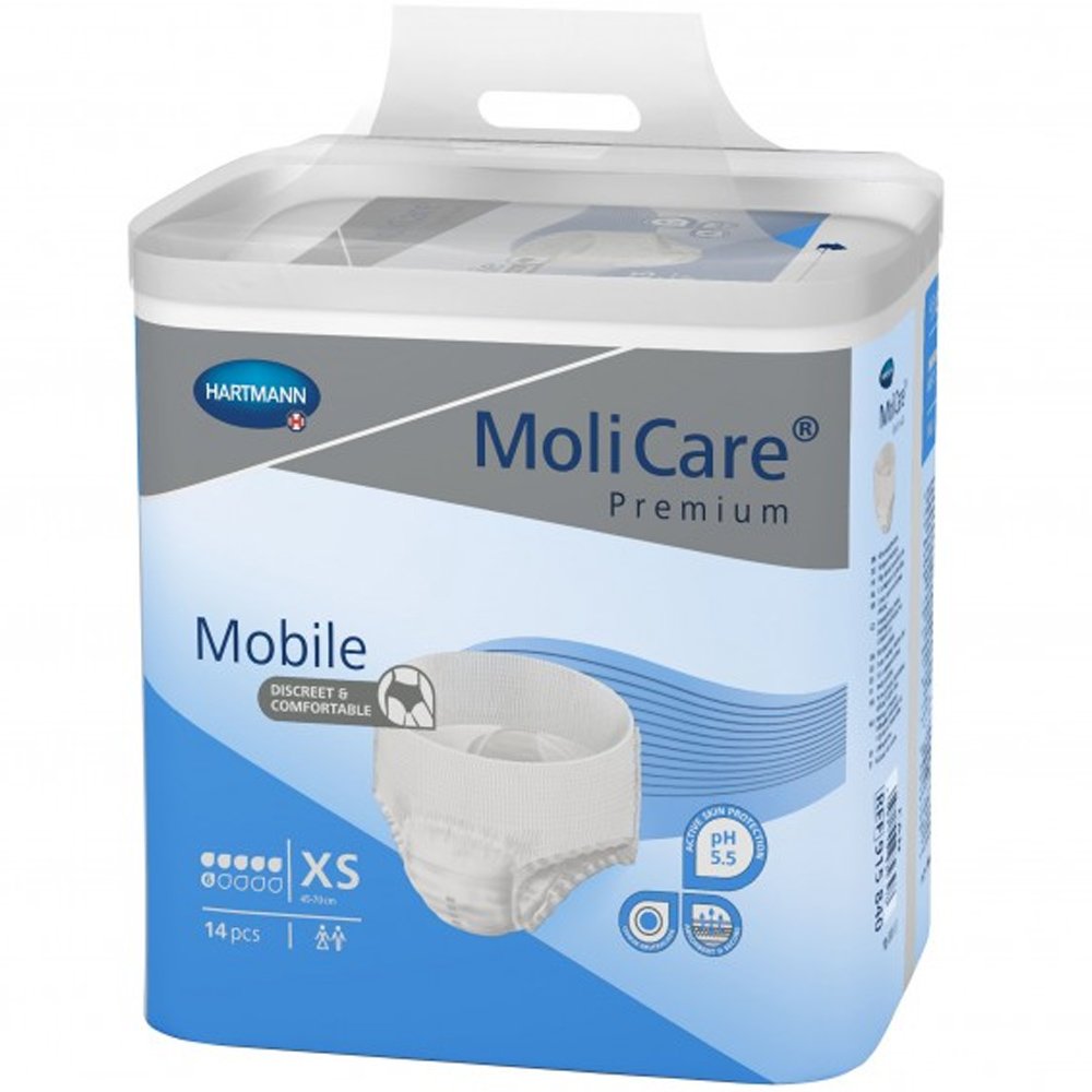 Hartmann MoliCare Premium Mobile Slip 6 Drops Εσώρουχα για Μέτρια έως Σοβαρή Ακράτεια Ούρων, Κοπράνων Κατά τη Διάρκεια της Ημέρας 14 Τεμάχια – Extra Small