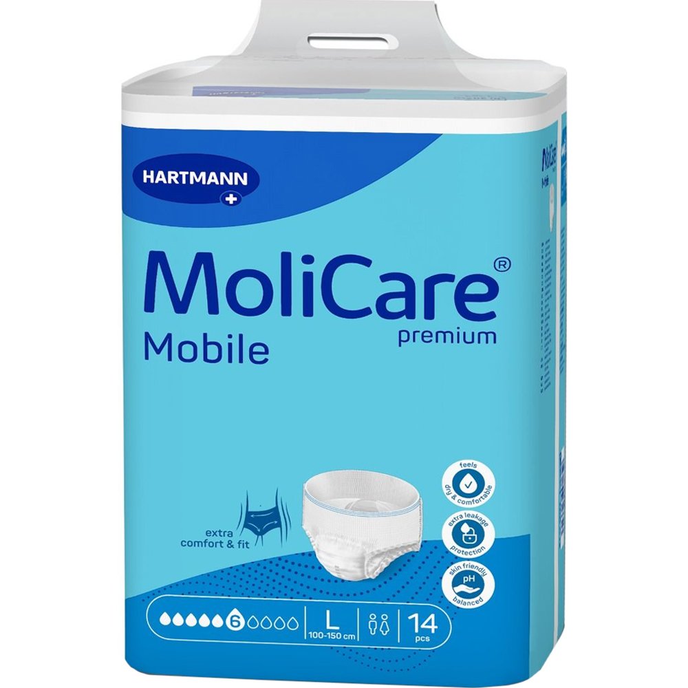 HARTMANN Hartmann MoliCare Premium Mobile Slip Διακριτικό Εσώρουχο Slip Ακράτειας με Εργονομικό Σχήμα, Ιδανικό για Αυτοεξυπηρετούμενους Ασθενείς 14 Τεμάχια - Large