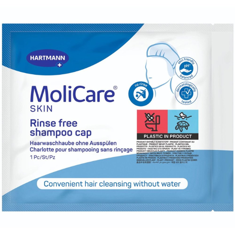 HARTMANN Hartmann Molicare Skin Rinse Free Shampoo Cap Προεμποτισμένο Σκουφάκι Λουσίματος Χωρίς Χρήση Νερού 1 Τεμάχιο