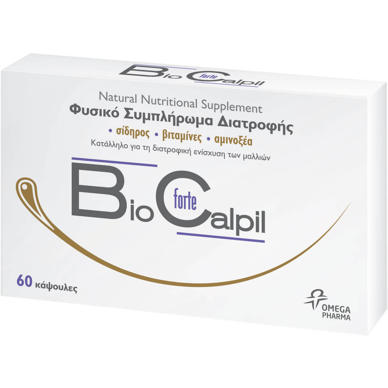 Biocalpil Forte Φυσικό Συμπλήρωμα Διατροφής για την Υγεία των Μαλλιών, το Μόνο με Σίδηρο 60caps