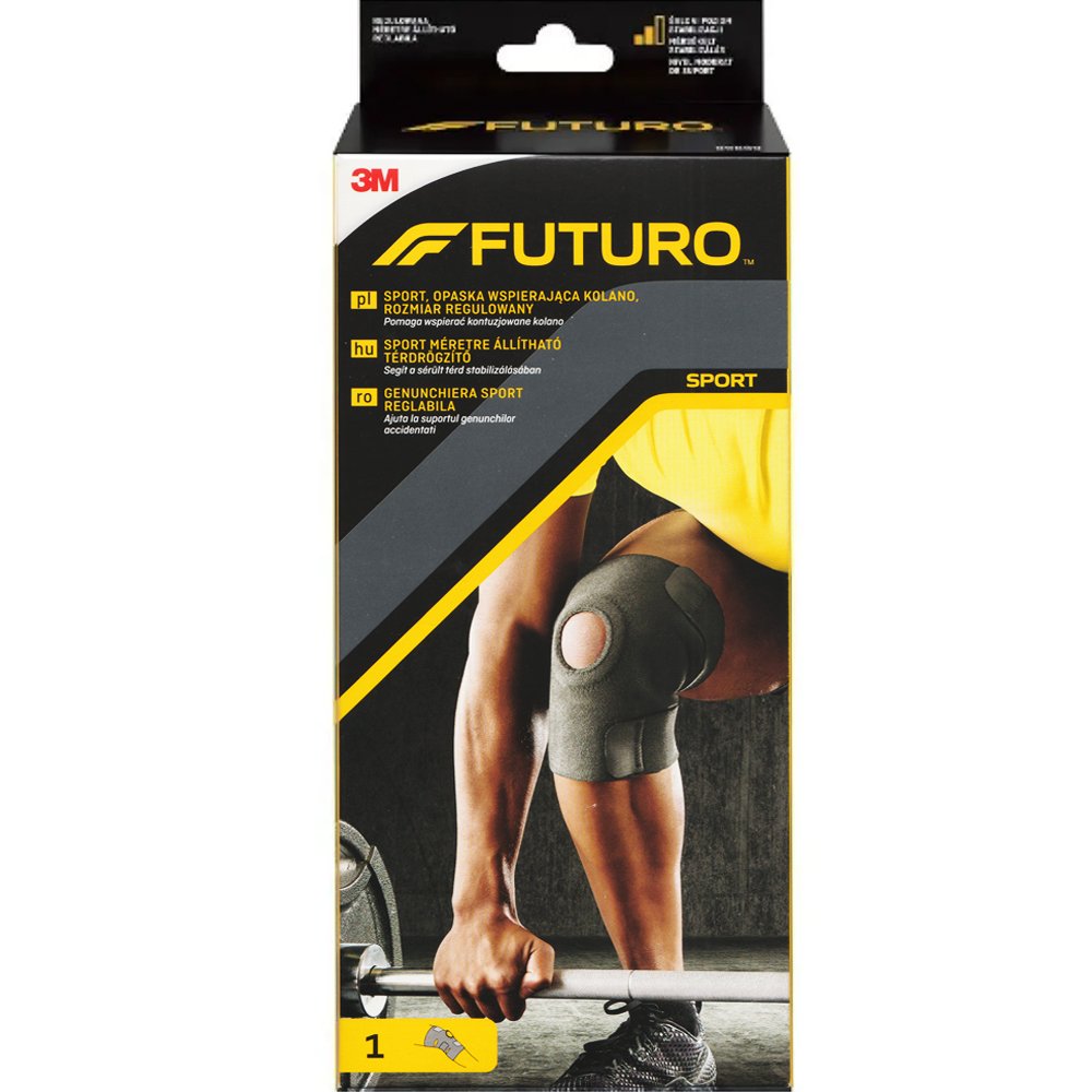 FUTURO 3M Futuro Sport Adjustable Knee Support Κωδ 09039CEE One Size Ρυθμιζόμενη Αθλητική Επιγονατίδα Μέτριας Στήριξης Κατάλληλη για Χρήση & στο Δεξί & στο Αριστερό Γόνατο 1 Τεμάχιο