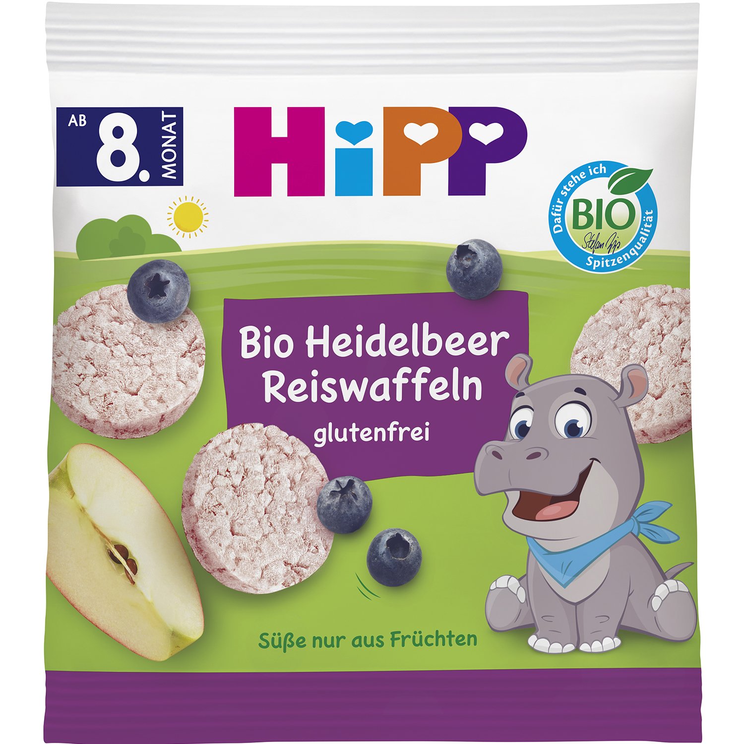 Hipp Bio Organic Kids' Crispy Apple & Raspberry Rice Wafers 8m+, Βιολογικά Τραγανά Ρυζογκοφρετάκια με Μήλο & Βατόμουρο για Παιδιά από 8 Μηνών 30g