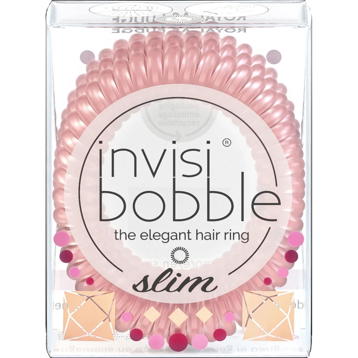 Invisibobble Slim British Royal Ροζ Χρυσό Λαστιχάκι Μαλλιών 3 Τεμάχια