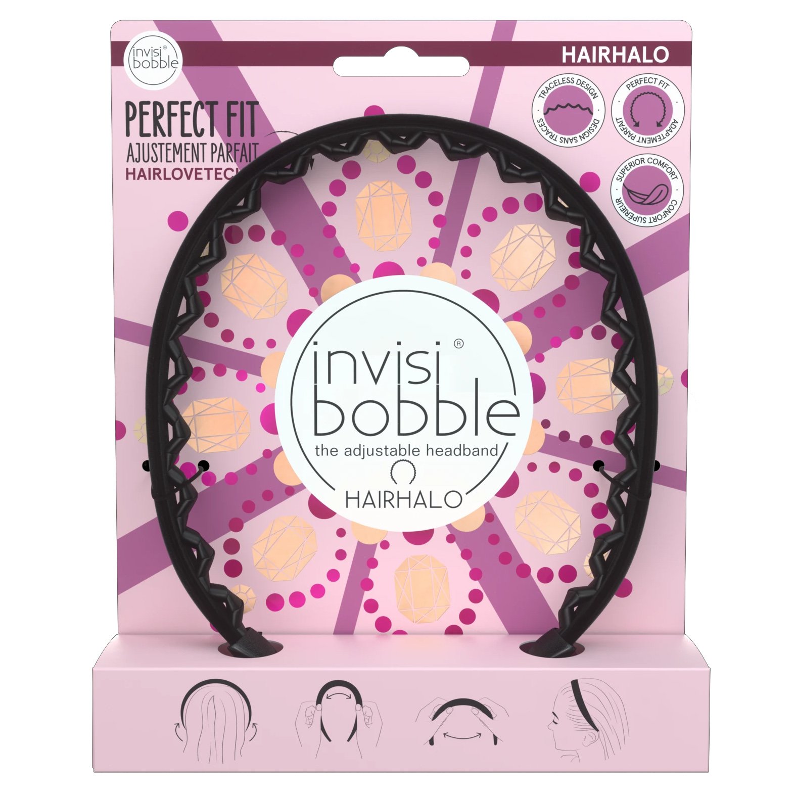 Invisibobble British Royal Hairhalo Headband Crown And Glory Black Velvet 1 Τεμάχιο