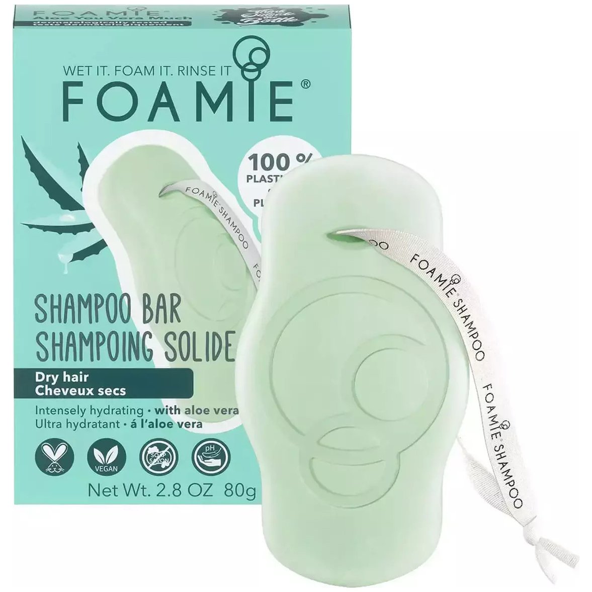 Foamie Aloe You Vera Much Intensely Hydrating Shampoo Bar Μπάρα Καθαρισμού με Aloe Vera & Αμυγδαλέλαιο για Ενυδάτωση & Φυσική Λάμψη σε Ξηρά Μαλλιά 80g