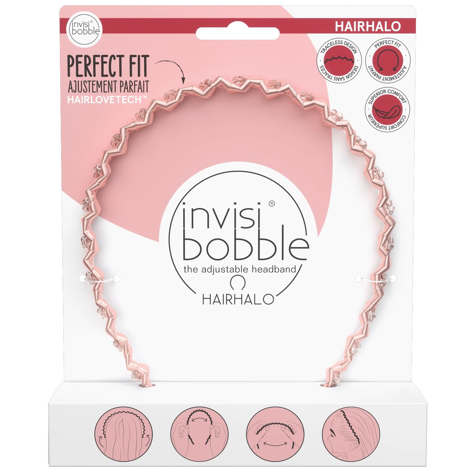 Invisibobble Hairhalo Headband Pink Sparkle Στέκα Μαλλιών για Άνεση & Μοναδικό Στυλ 1 Τεμάχιο