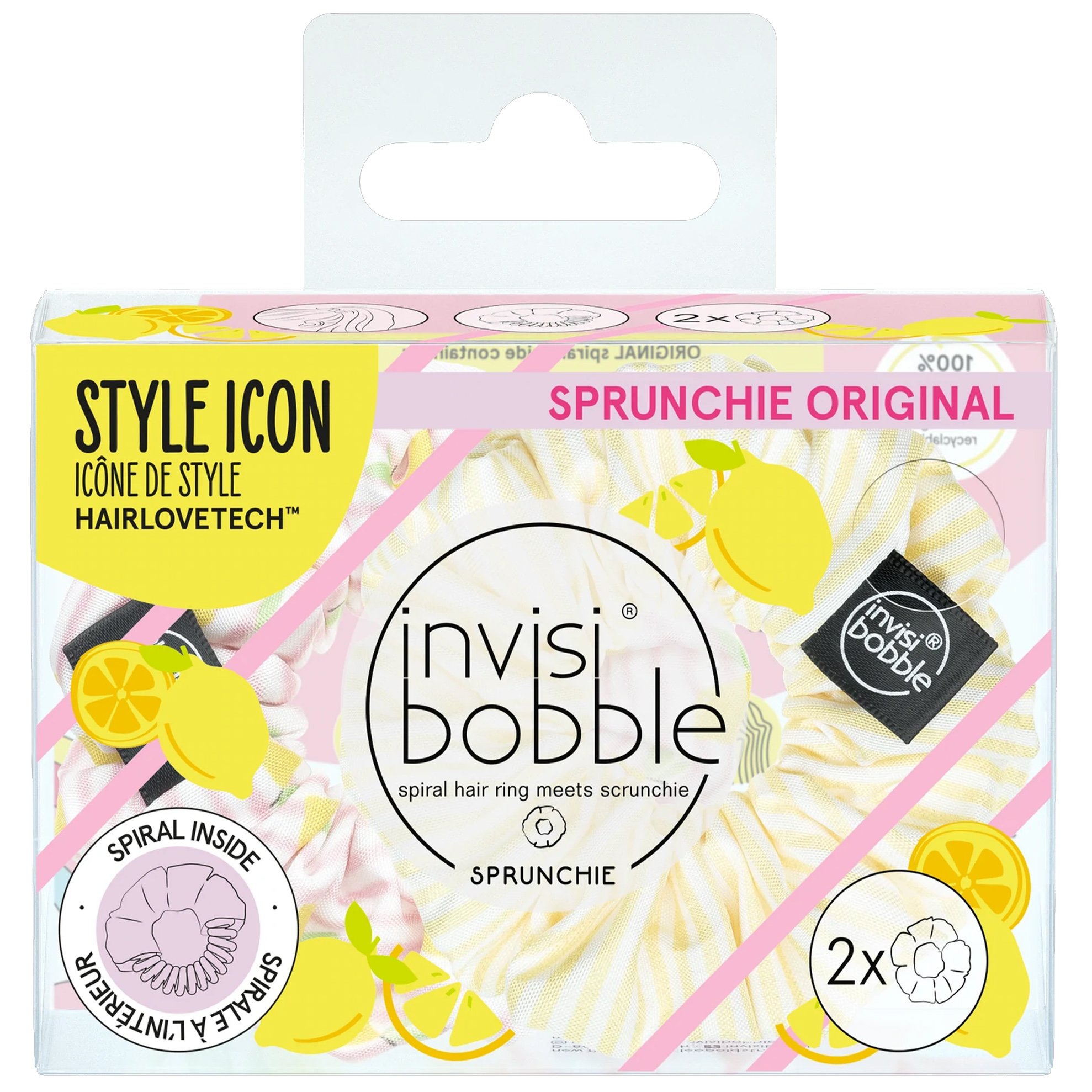 Invisibobble Sprunchie Original Duo Fruit Fiesta Simply The Zest Λαστιχάκι Μαλλιών με Υφασμάτινη Επένδυση για Απόλυτο Κράτημα & Στυλ 2 Τεμάχια