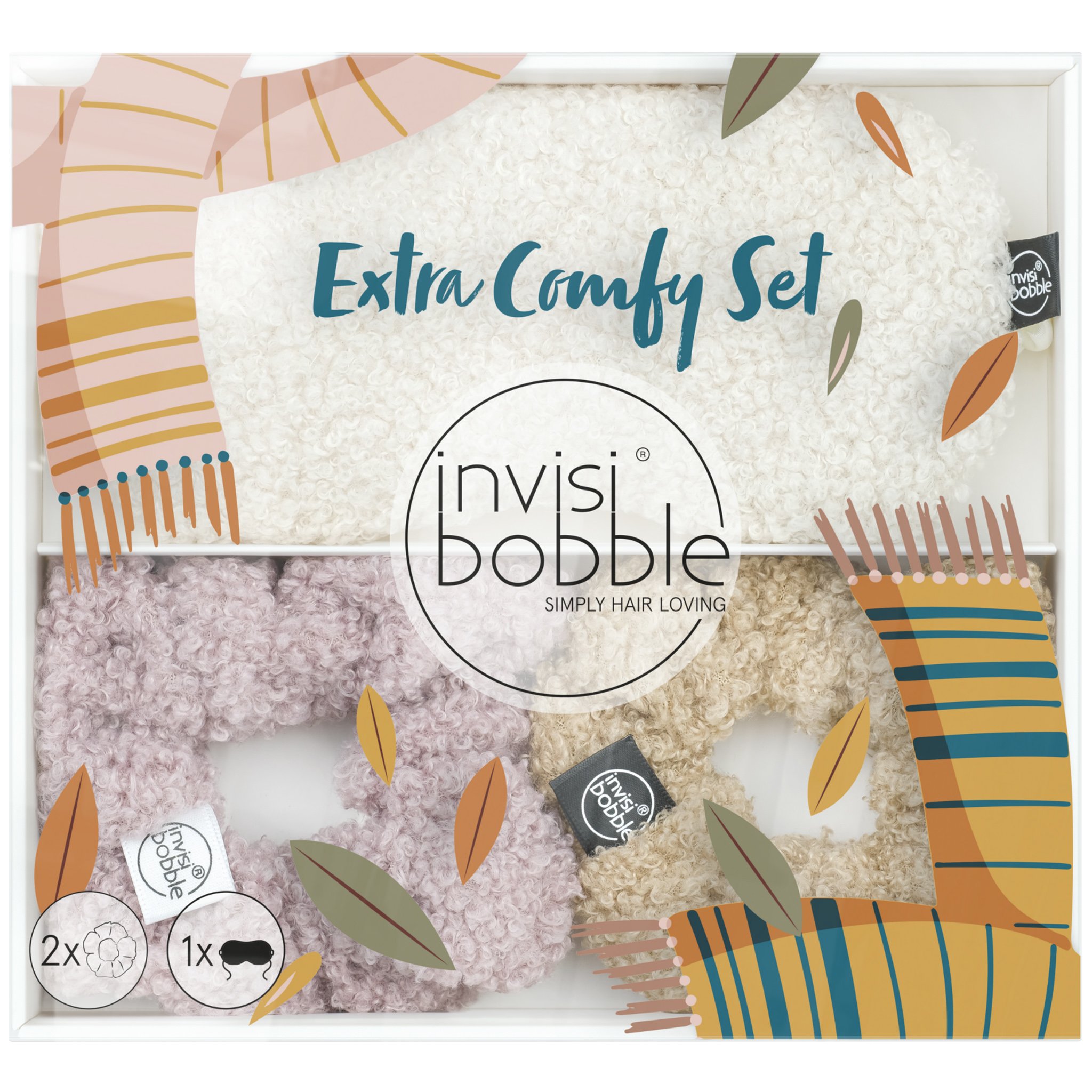 Invisibobble Extra Comfy Set Λαστιχάκια Μαλλιών με Μάλλινη Επένδυση για Απόλυτο Κράτημα & Στυλ & Μάλλινη Μάσκα Ύπνου 1 Τεμάχιο