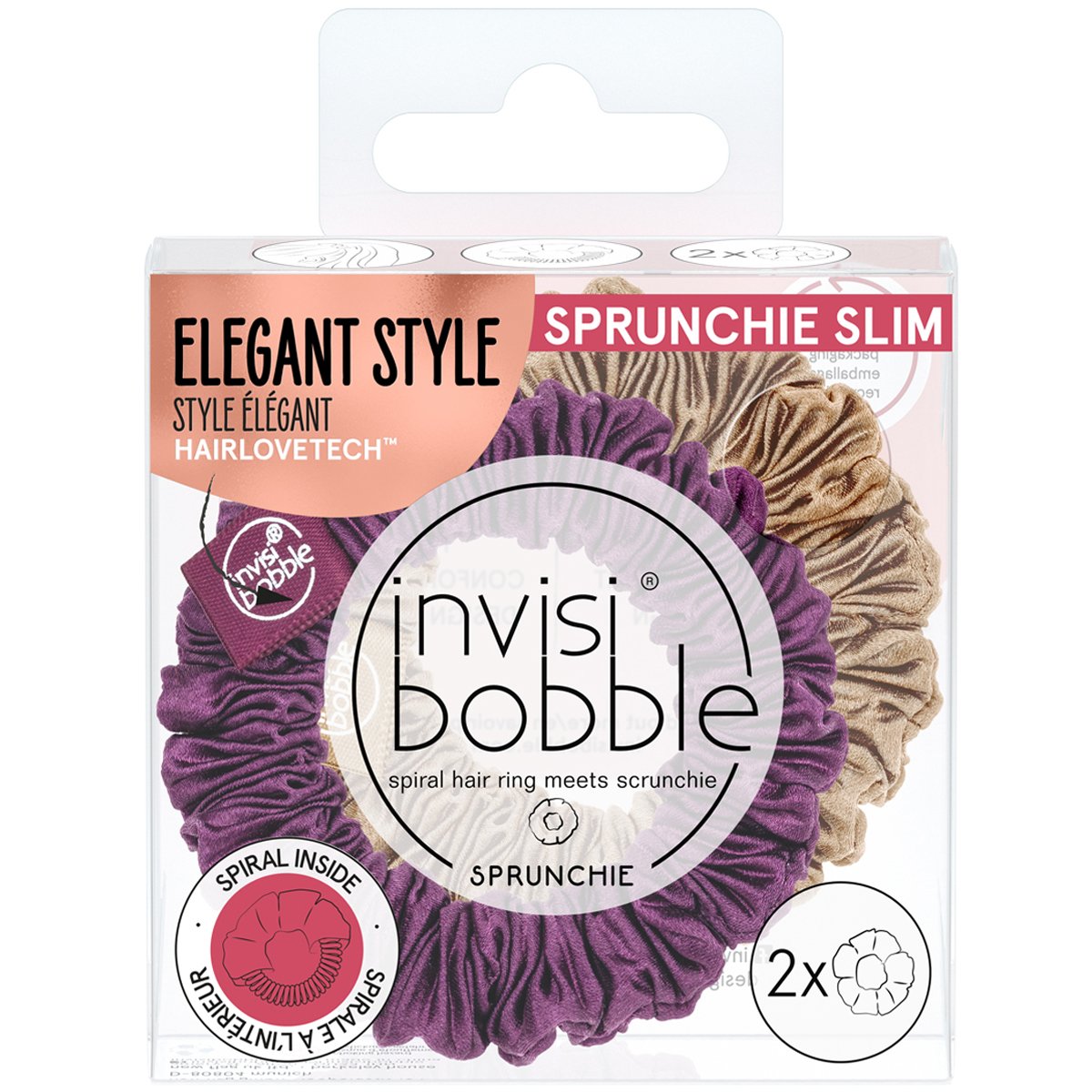 Invisibobble Sprunchie Slim The Snuggle is Real Hair Ring Υφασμάτινα Λαστιχάκια Μαλλιών για Απόλυτο Κράτημα & Στυλ με Σατέν Υφή 2 Τεμάχια