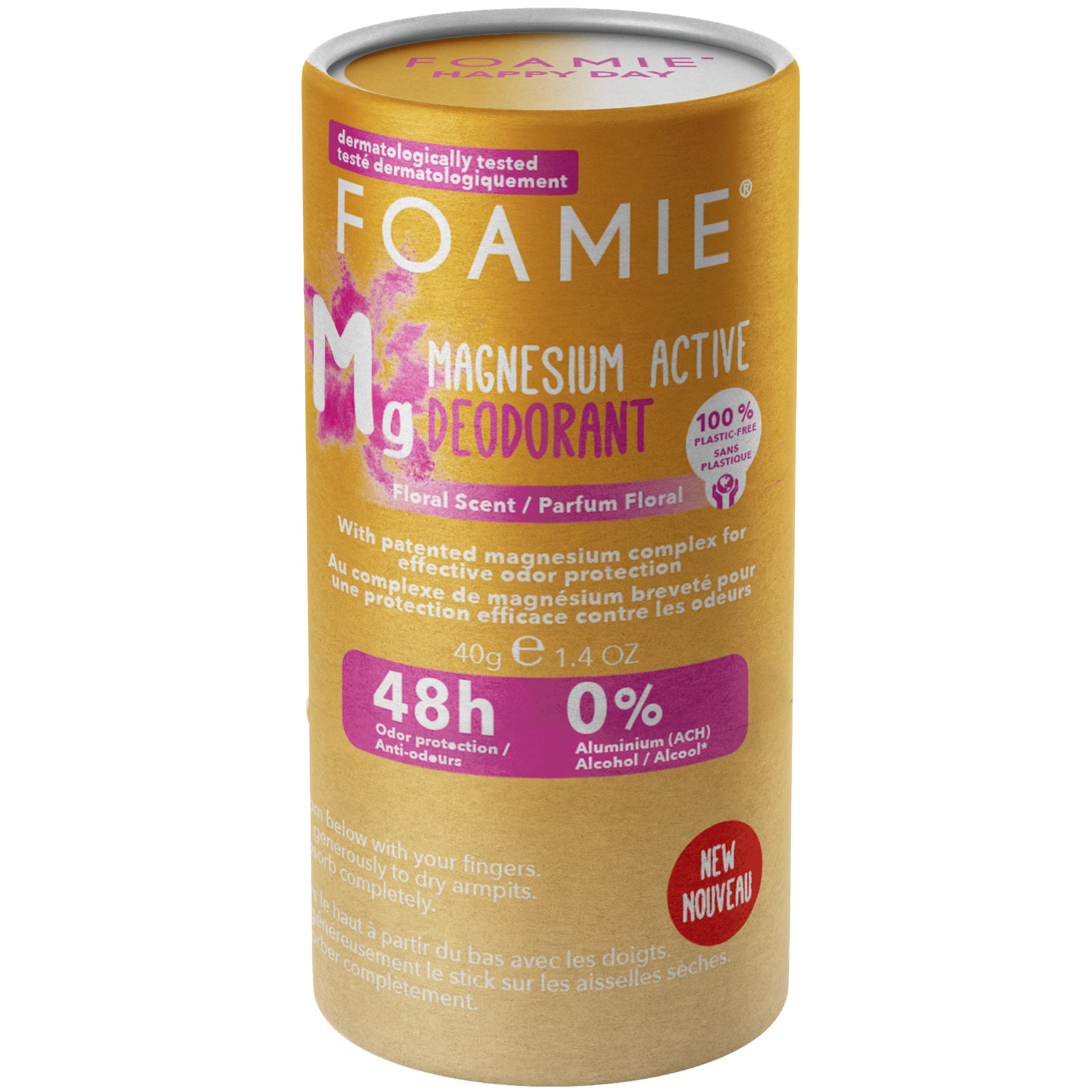 Foamie Happy Day Magnesium Active Solid Deodorant Γυναικείο Αποσμητικό σε Μορφή Stick 48ωρης Προστασίας με Φρέσκο Άρωμα Λουλουδιών 40g