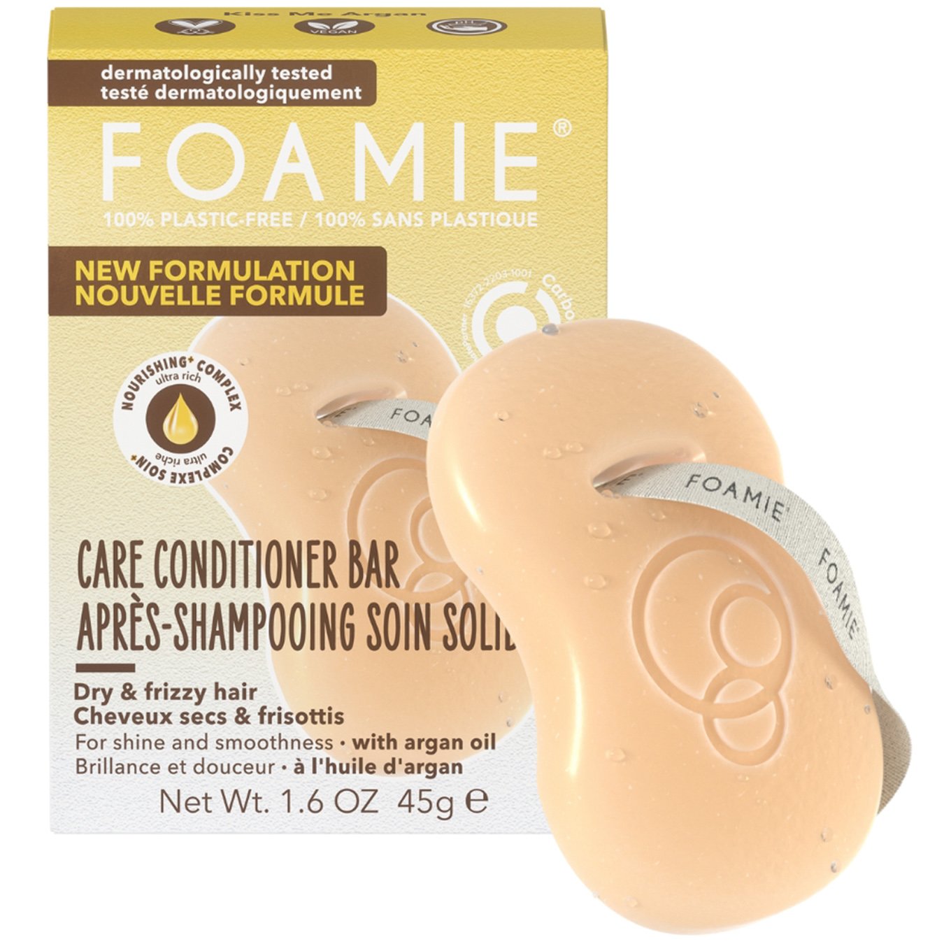 Foamie Kiss Me Argan Care Conditioner Bar Μαλακτική Μπάρα Μαλλιών με Έλαιο Argan για Ξηρά & Φριζαρισμένα Μαλλιά 45g