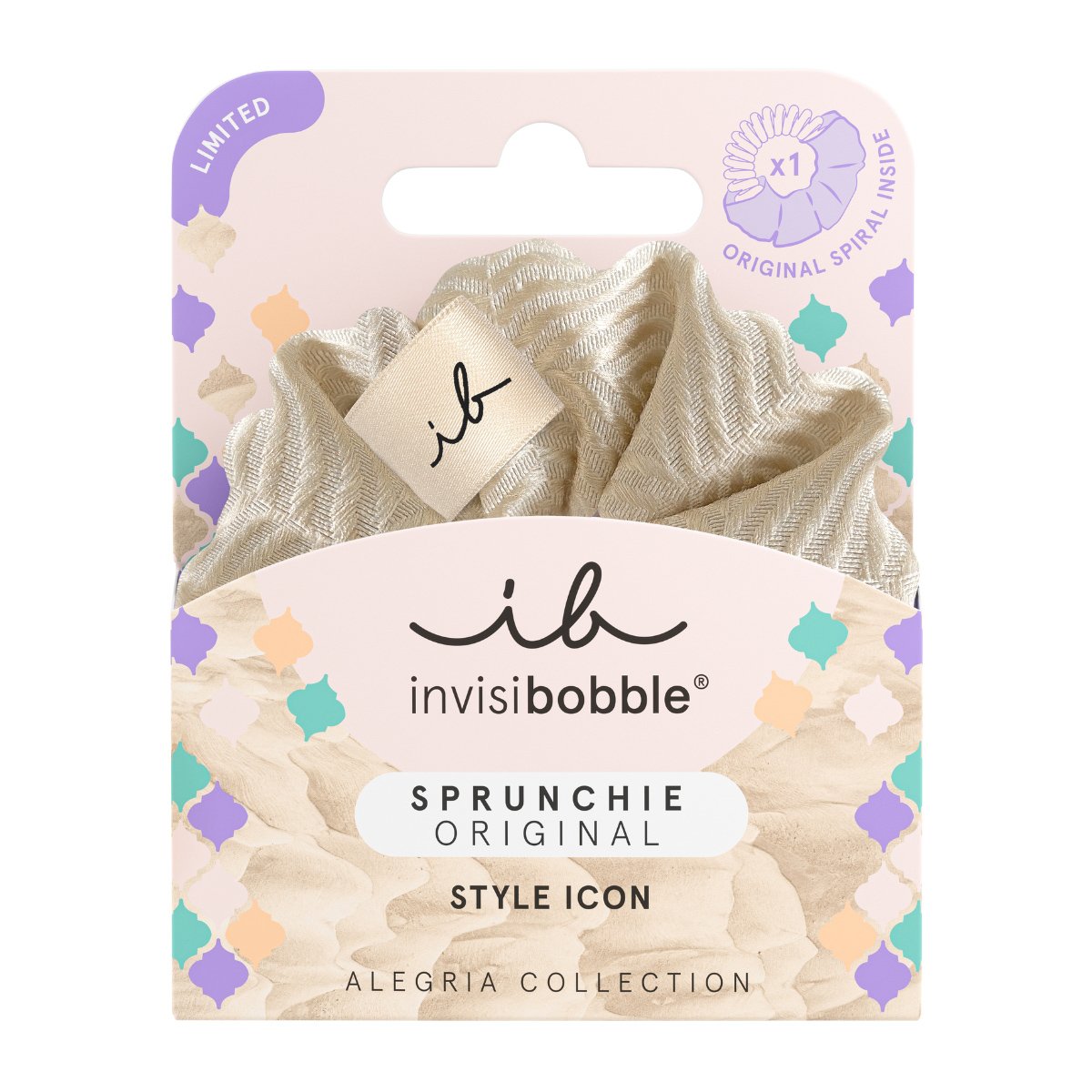 Invisibobble Hair Ring Sprunchie Alegria Collection In The Spirit Of It Λαστιχάκι Μαλλιών με Υφασμάτινη Επένδυση για Απόλυτο Κράτημα & Στυλ σε Μπεζ Χρώμα 1 Τεμάχιο