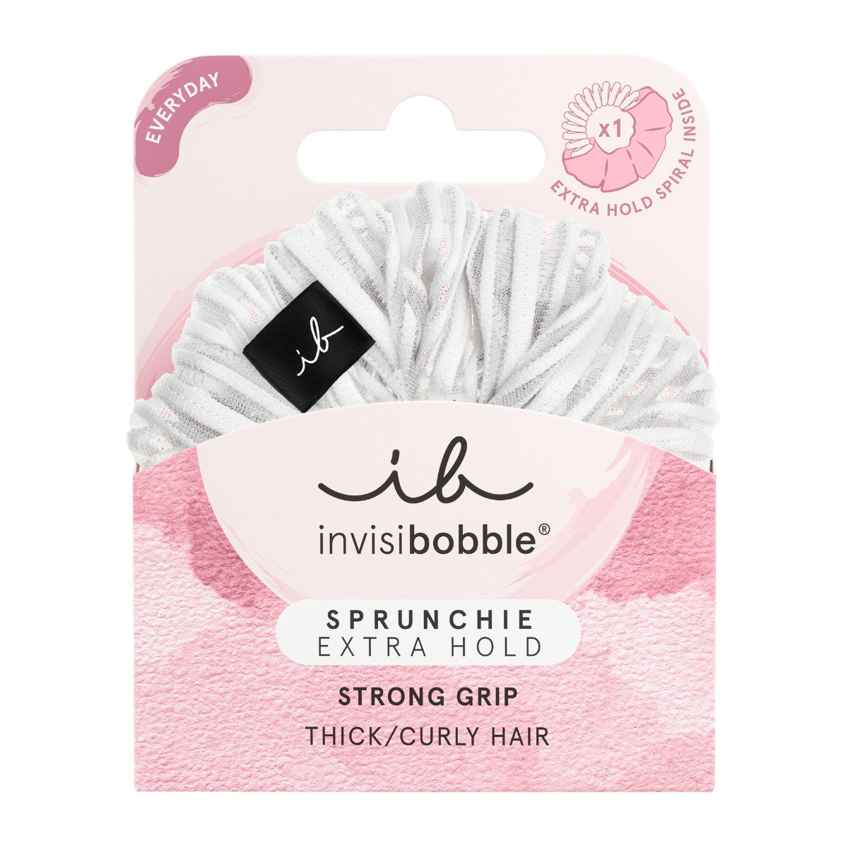Invisibobble Sprunchie Extra Hold Pure White Λαστιχάκι Μαλλιών με Υφασμάτινη Επένδυση για Απόλυτο Κράτημα & Στυλ σε Λευκό Χρώμα 1 Τεμάχιο