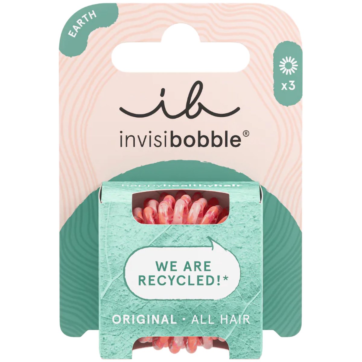 Invisibobble Original Earth Collection Save It Or Waste It Λαστιχάκι Μαλλιών με Σπιράλ Σχέδιο για Απόλυτο Κράτημα & Στυλ 3 Τεμάχια
