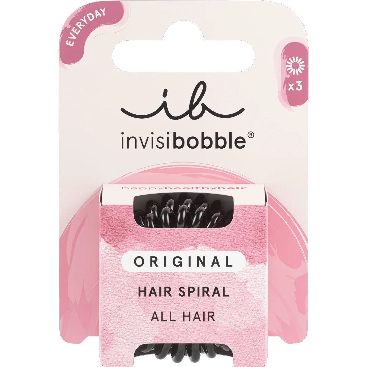 Invisibobble Original Hair Spiral Λαστιχάκια Μαλλιών για Απόλυτο Κράτημα 3 Τεμάχια - True Black