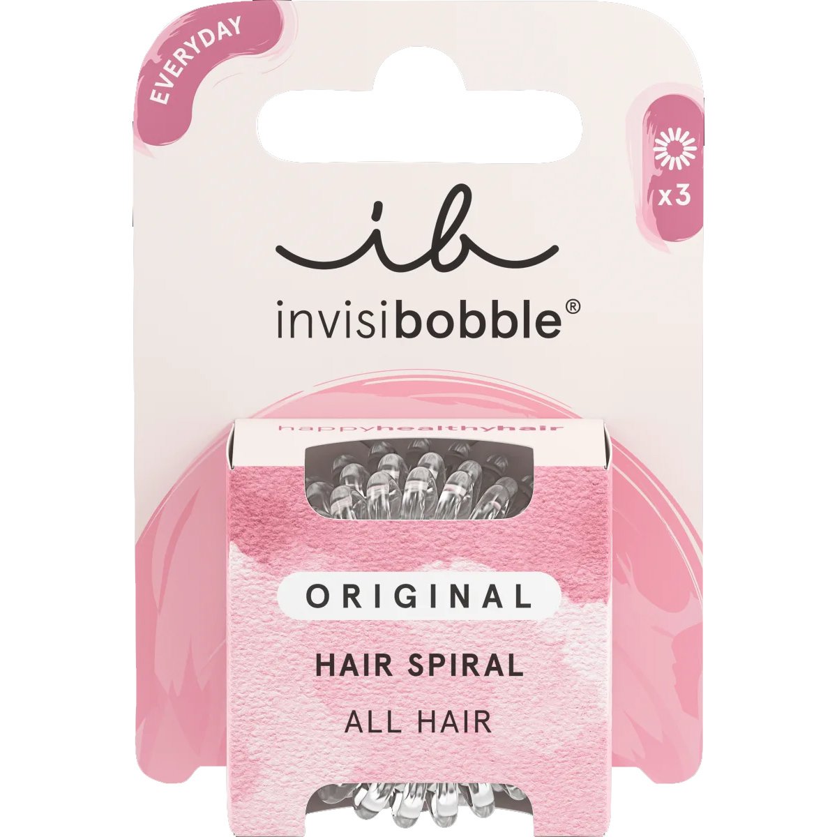 Invisibobble Original Hair Spiral Λαστιχάκια Μαλλιών για Απόλυτο Κράτημα 3 Τεμάχια – Crystal Clear