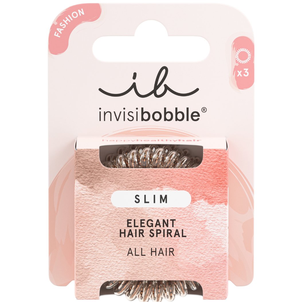 Invisibobble Slim Elegant Hair Spiral Διακριτικά Λαστιχάκια Μαλλιών για Κομψά Χτενίσματα 3 Τεμάχια – Bronze me Pretty