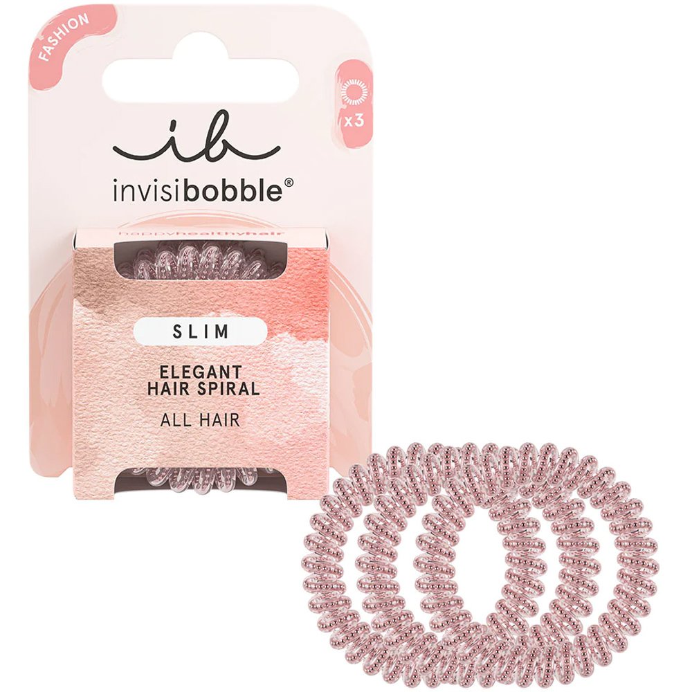 Invisibobble Slim Elegant Hair Spiral Λαστιχάκια Μαλλιών για Κομψό Δέσιμο & Στυλ 3 Τεμάχια – Pink Monocle