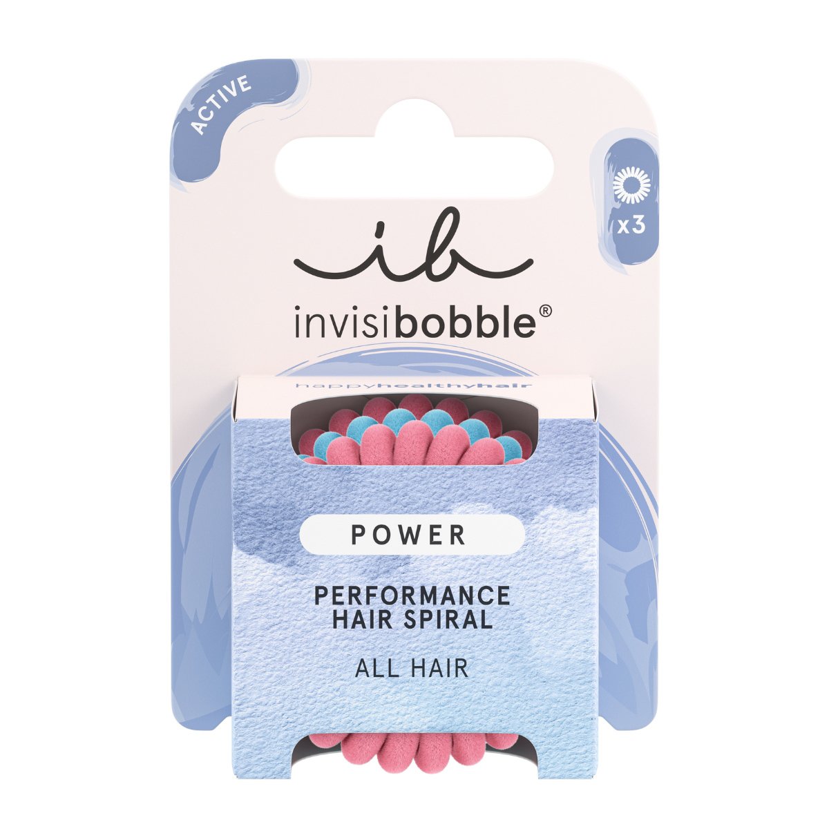 Invisibobble Power Performance Hair Spiral Λαστιχάκια Μαλλιών για Απόλυτο Κράτημα 3 Τεμάχια – Fluffy Rose & Ice