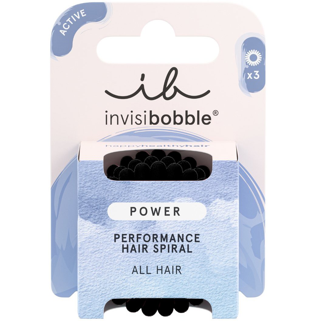 Invisibobble Power Performance Hair Spiral Λαστιχάκια Μαλλιών για Απόλυτο Κράτημα 3 Τεμάχια – True Black