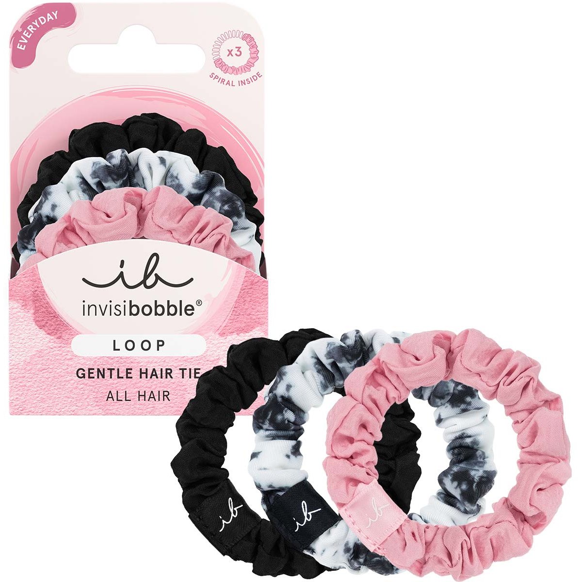 Invisibobble Loop Be Gentle Hair Tie for Fine to Normal Hair Λαστιχάκια Μαλλιών Ιδανικά για Λεπτά έως Κανονικά Μαλλιά 3 Τεμάχια
