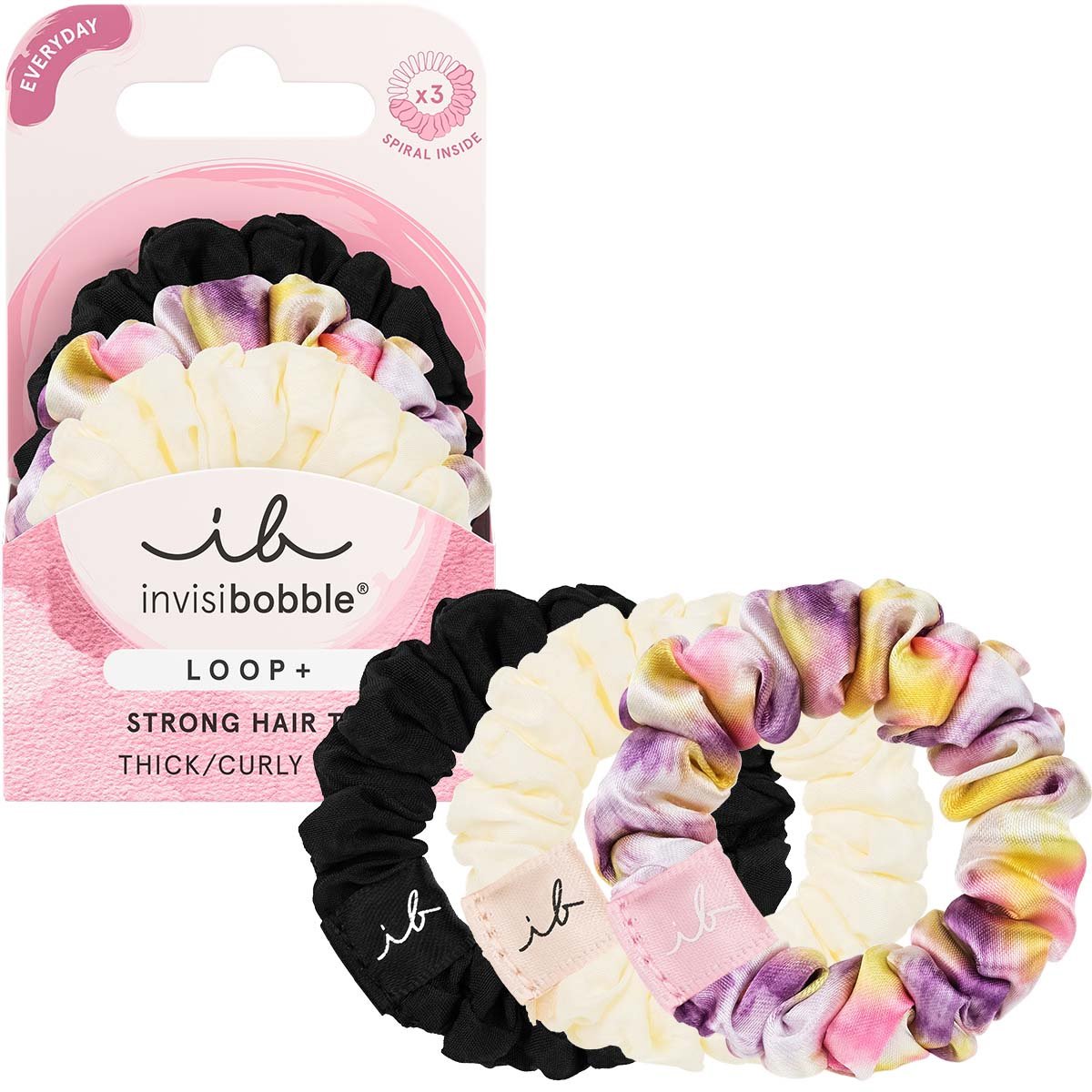 Invisibobble Loop+ Be Strong Hair Tie for Thick - Curly Hair Λαστιχάκια Μαλλιών με Δυνατό Κράτημα για Πυκνά - Σγουρά Μαλλιά 3 Τεμάχια