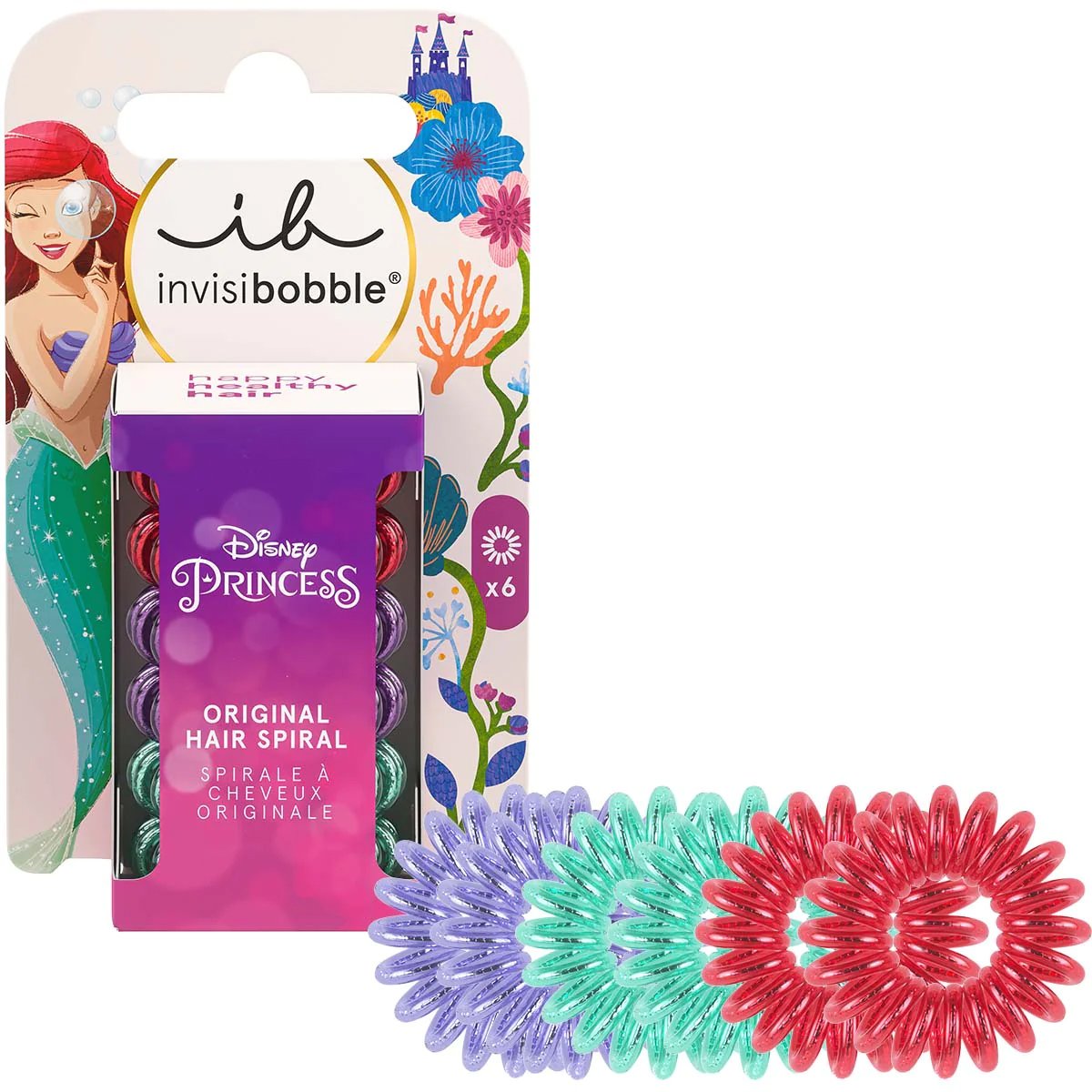 Invisibobble Invisibobble Disney Ariel Original Hair Spiral Λαστιχάκι Μαλλιών Εμπνευσμένο από Πριγκίπισσες της Disney 6 Τεμάχια
