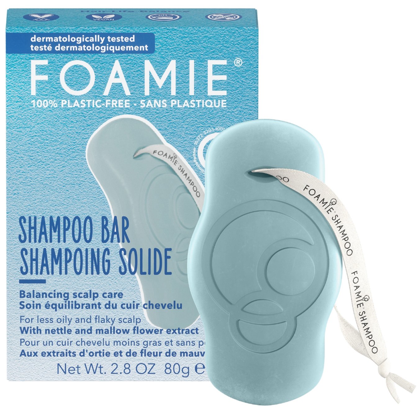 Foamie Hair Life Balance Shampoo Bar Balancing Scalp Care Μπάρα Καθαρισμού Μαλλιών με Εκχύλισμα Τσουκνίδας & Μολόχας για την Αντιμετώπιση της Ξηροδερμίας & της Πιτυρίδας 80g