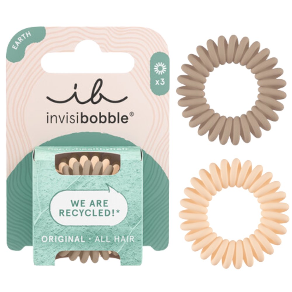 Invisibobble Invisibobble Original Earth Respiraled Λαστιχάκια Μαλλιών για Όλους τους Τύπους Μαλλιών 3 Τεμάχια