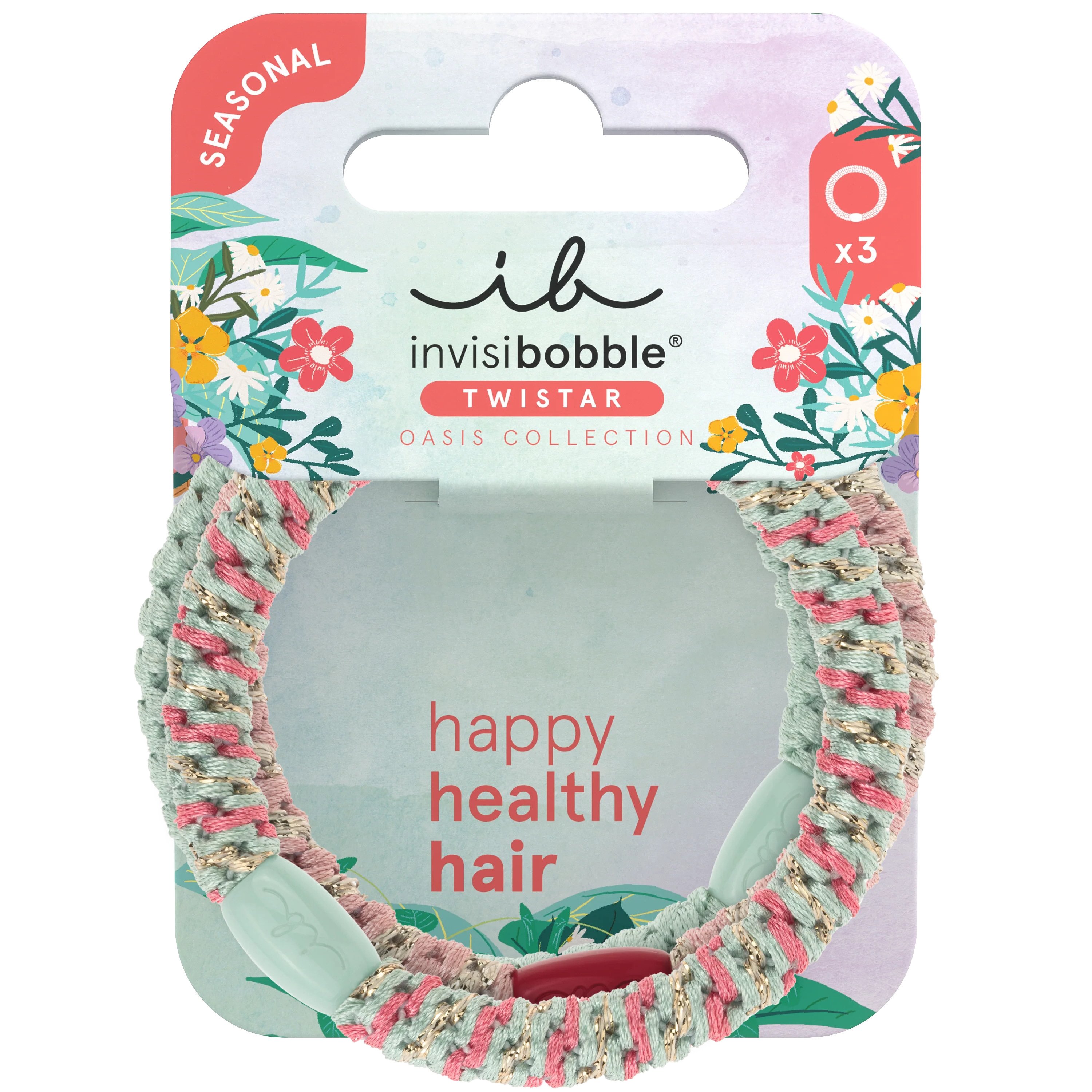 Invisibobble Invisibobble Twistar Oasis Mint Braids Λαστιχάκια Μαλλιών για Λεπτά έως Κανονικά Μαλλιά 3 Τεμάχια