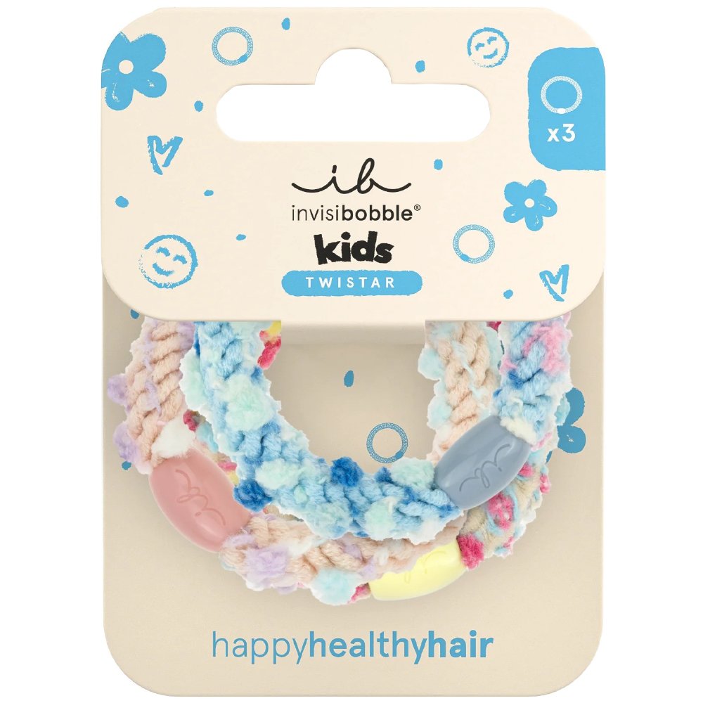 Invisibobble Twistar Kids Pom Pom Tie Πολύχρωμα & Παιχνιδιάρικα Λαστιχάκια Παιδιών για Λεπτά Μαλλιά 3 Τεμάχια