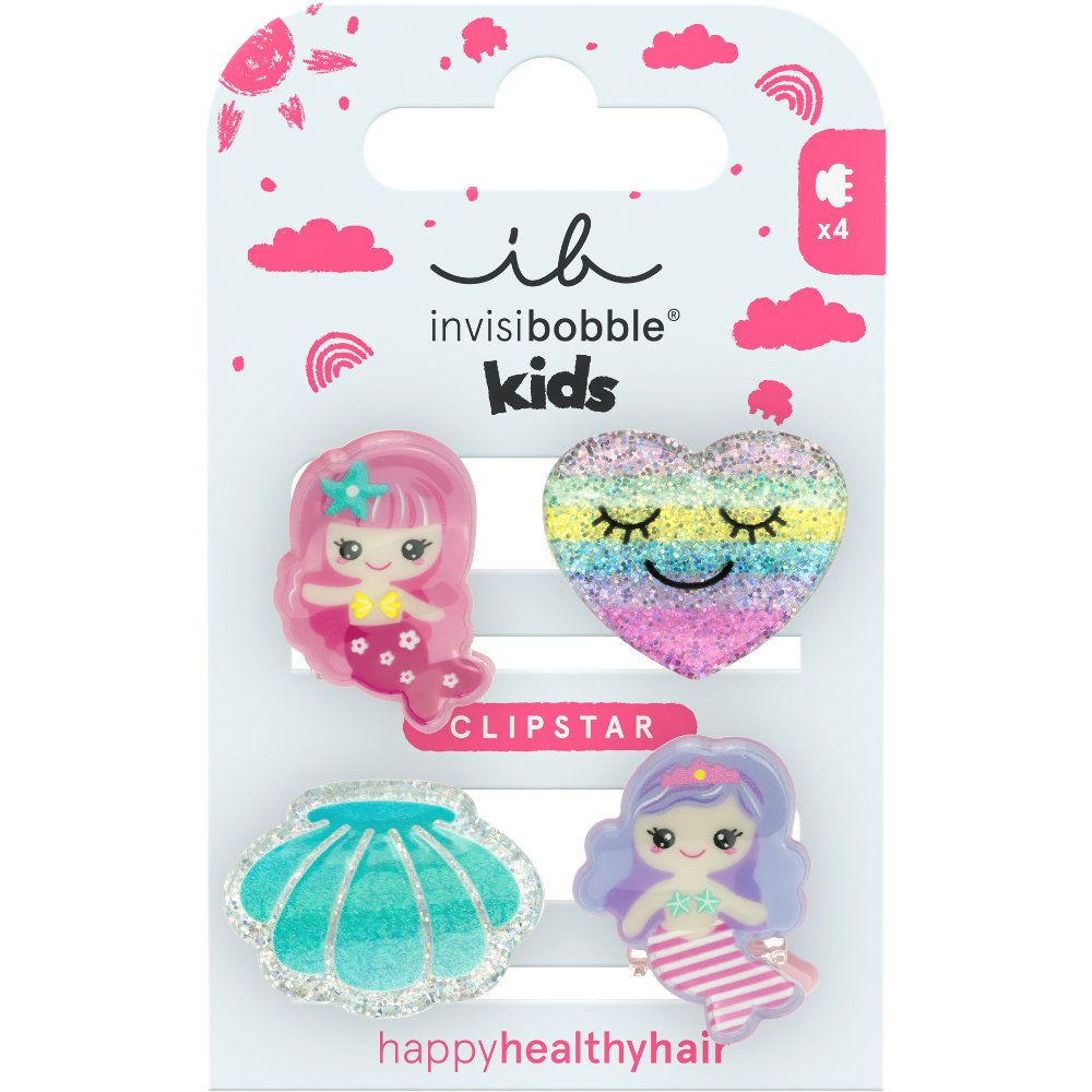 Invisibobble Clipstar Kids Mermaid Dreams Κλιπ Μαλλιών για Παιδιά με Διάφορα Σχέδια 4 Τεμάχια