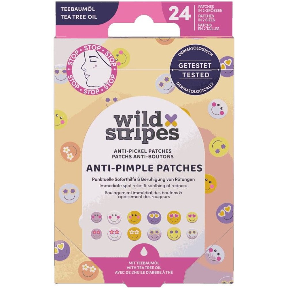 Wild Stripes Wild Stripes Smile Stop Anti-Pimple Patches Επιθέματα για Κάλυψη & Προστασία του Δέρματος από Ορατά Σπυράκια με Έλαιο Τεϊόδεντρου 24 Τεμάχια