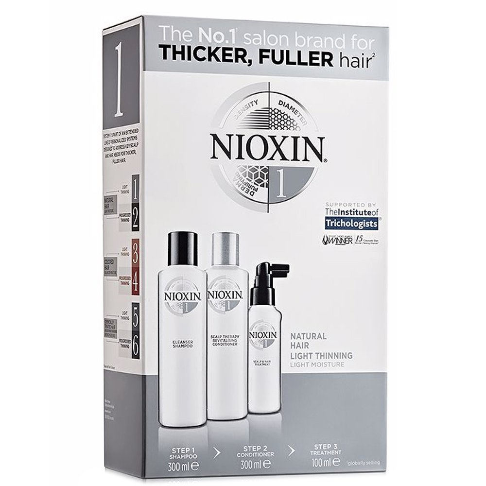Nioxin Kit System 1 Shampoo 300ml, Conditioner 300ml & Treatment 100ml, Αγωγή Τριχόπτωσης για Ελαφρώς Αραιωμένα Φυσικά Μαλλιά