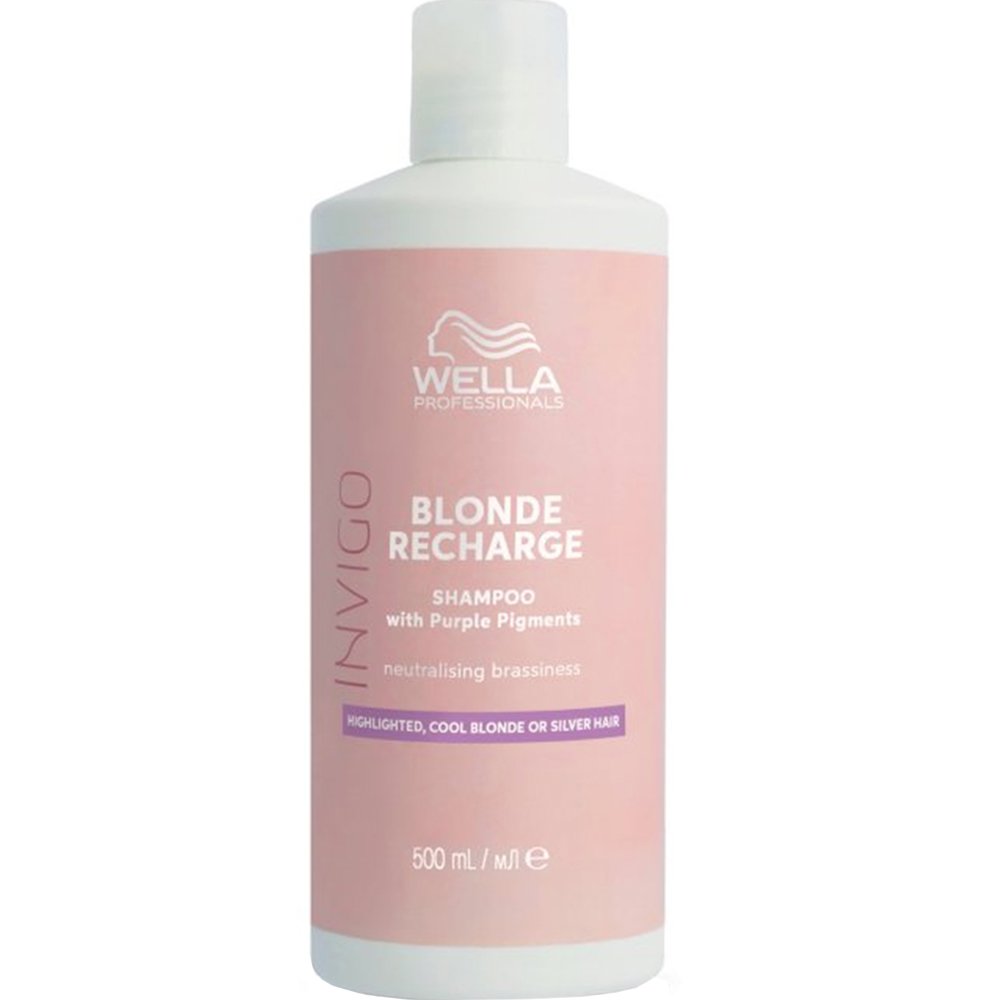 Wella Wella Professionals Invigo Blonde Recharge Shampoo With Purple Pigments Σαμπουάν Αναζωογόνησης Χρώματος για Ανταύγειες, Ψυχρά Ξανθά & Γκρι Μαλλιά 500ml
