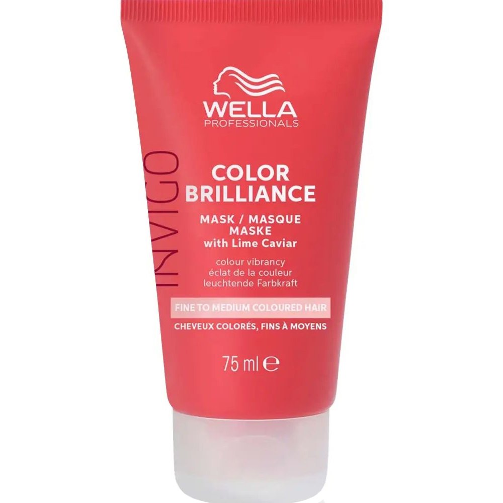 Wella Professionals Invigo Color Brilliance Mask with Lime Caviar Fine to Medium Coloured Hair Μάσκα για Βελτίωση της Ζωντάνιας του Χρώματος σε Βαμμένα Λεπτά έως Κανονικά Μαλλιά Travel Size 75ml
