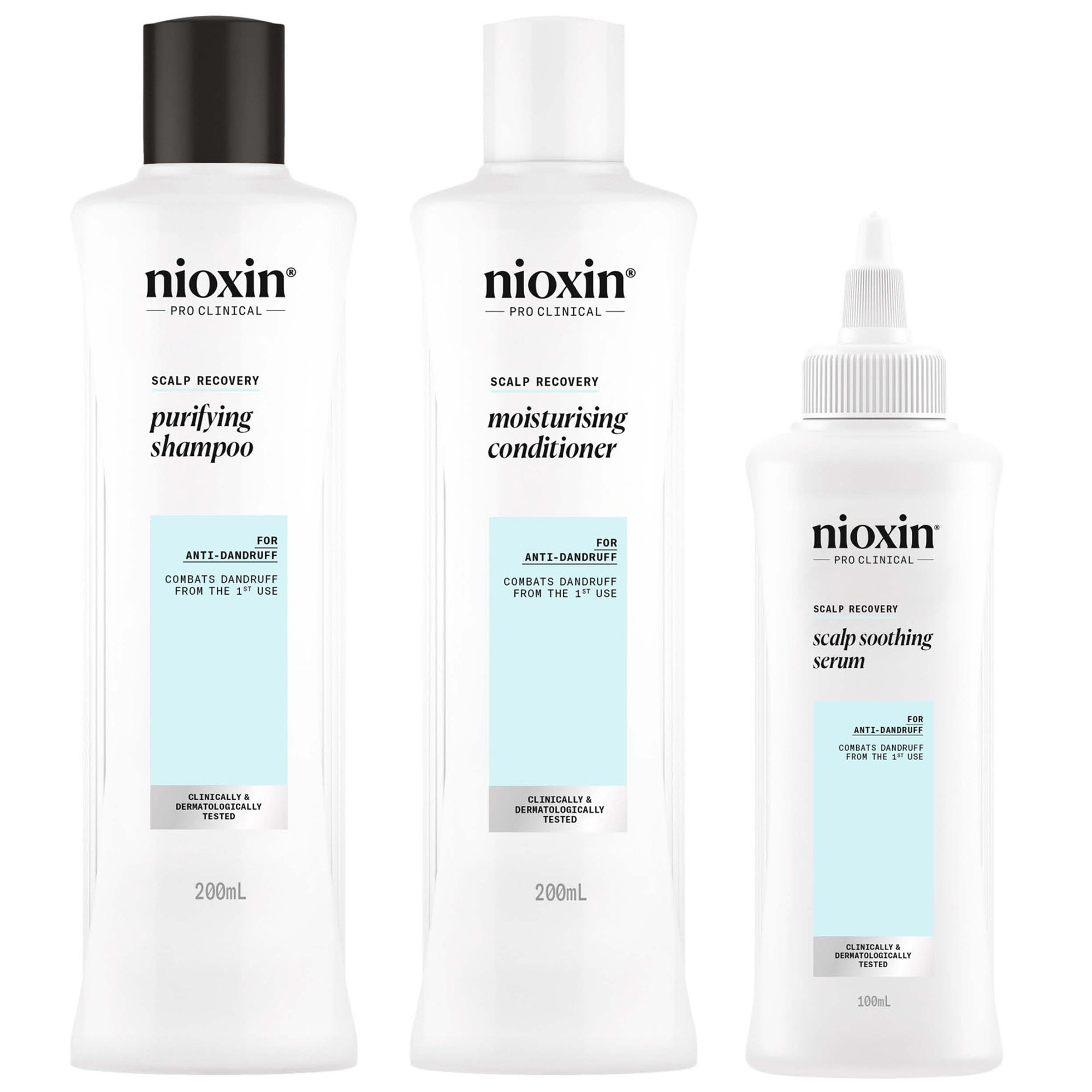 Nioxin Nioxin Promo Scalp Recovery Purifying Shampoo 200ml & Moisturising Conditioner 200ml & Soothing Serum 100ml,Σαμπουάν, Ενυδατική Μαλακτική Κρέμα & Καταπραϋντικός Ορός Κατά της Πιτυρίδας