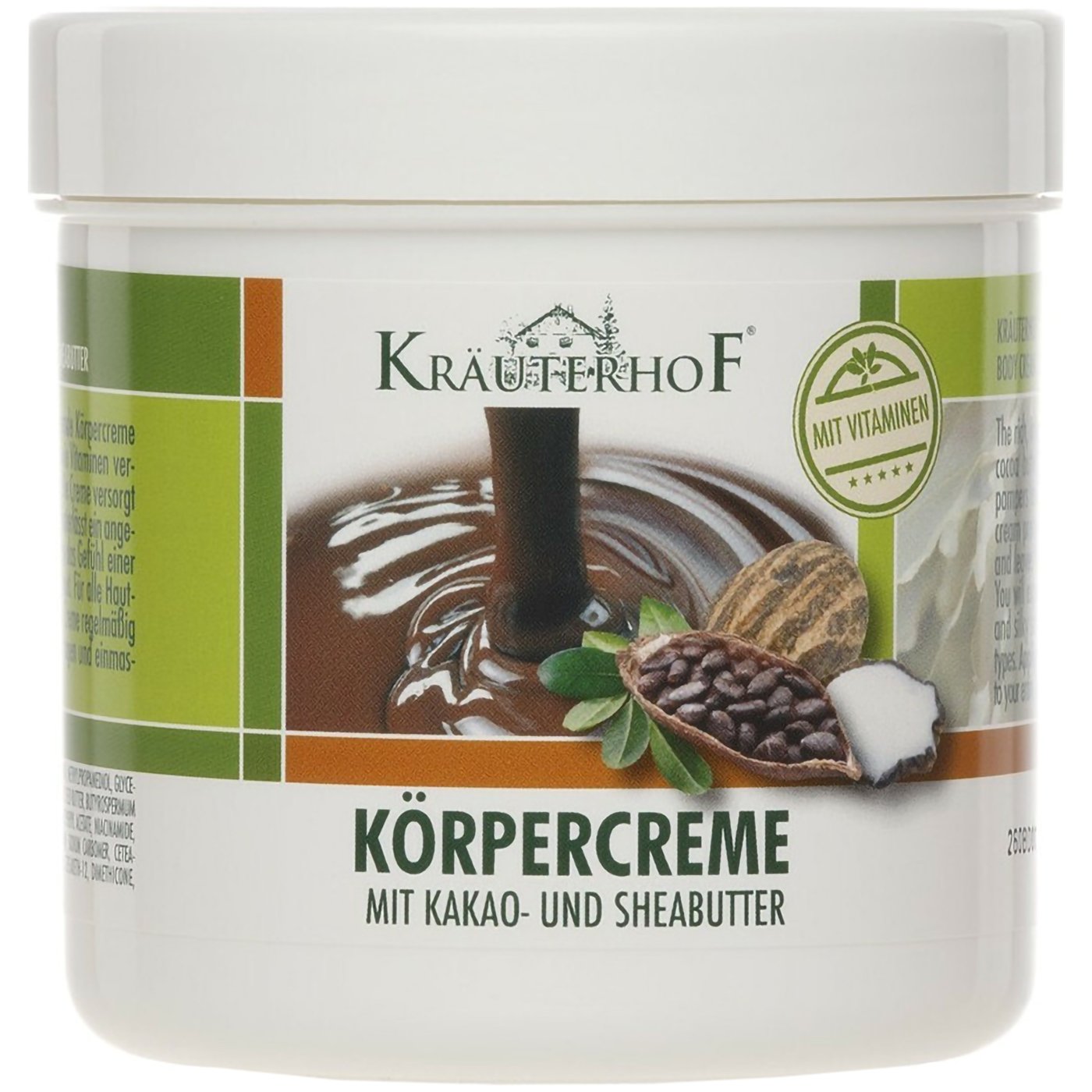 Krauterhof Cocoa & Shea Butter Body Cream Κρέμα Σώματος με Βούτυρο Κακάο & Καριτέ, Κατάλληλη για την Αντιμετώπιση Σημαδιών & Ραγάδων 250ml