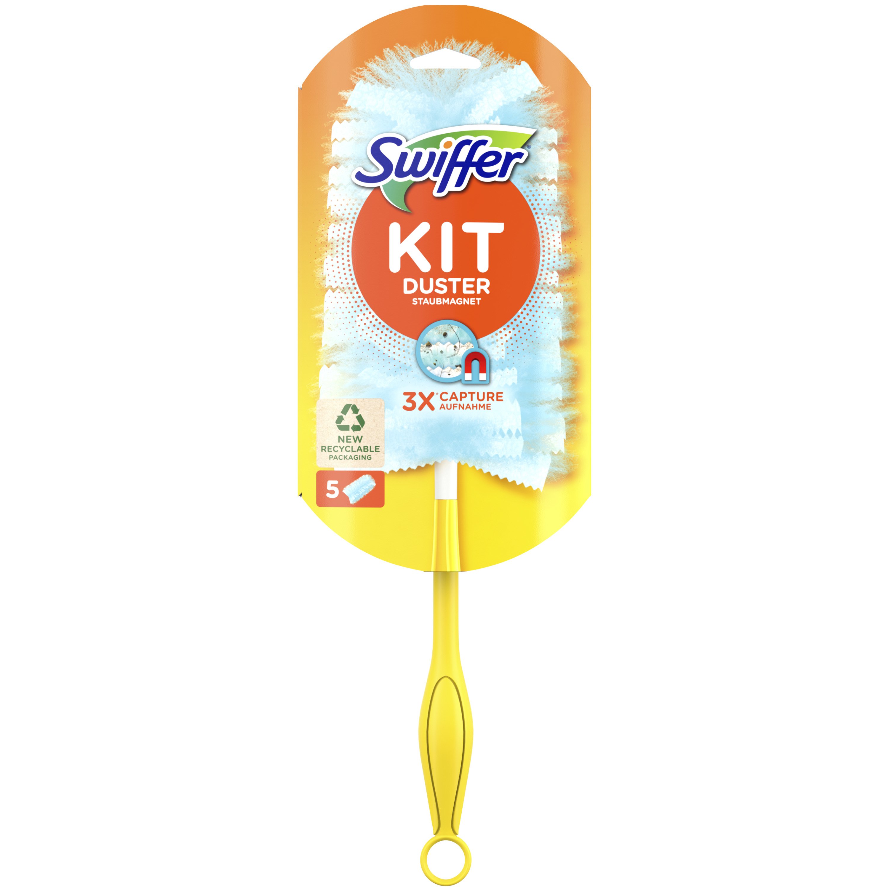 Swiffer Swiffer Kit 3x Capture Duster Staubmagnet Επαναχρησιμοποιούμενη Λαβή & Ανταλλακτικά Φτερά Ξεσκονίσματος 5 Τεμάχια 