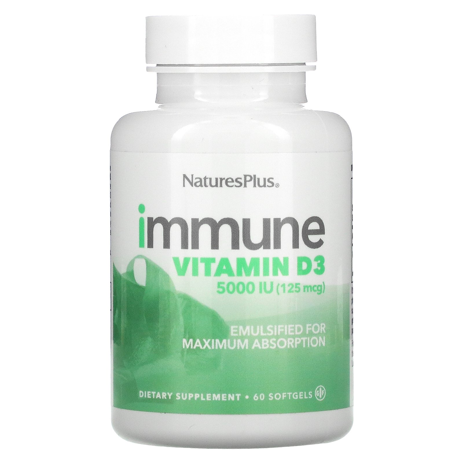 Natures Plus Immune D3 5000iu Συμπλήρωμα Διατροφής με Βιταμίνη D3 για Ενίσχυση του Ανοσοποιητικού 60 Softgels