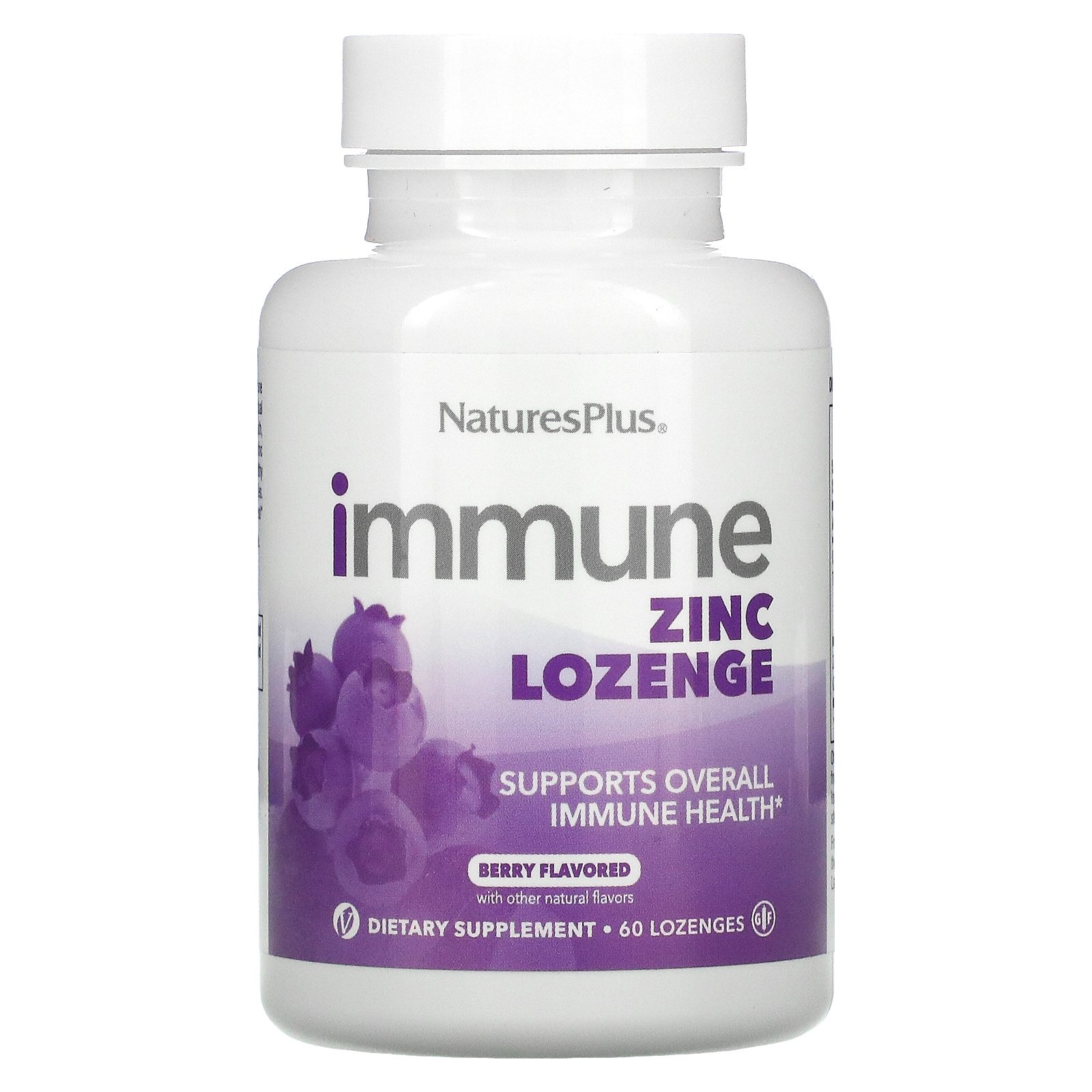 Natures Plus Immune Zinc Συμπλήρωμα Διατροφής σε Παστίλιες με Ψευδάργυρο για Ενίσχυση της Άμυνας του Οργανισμού 60 Lozenges