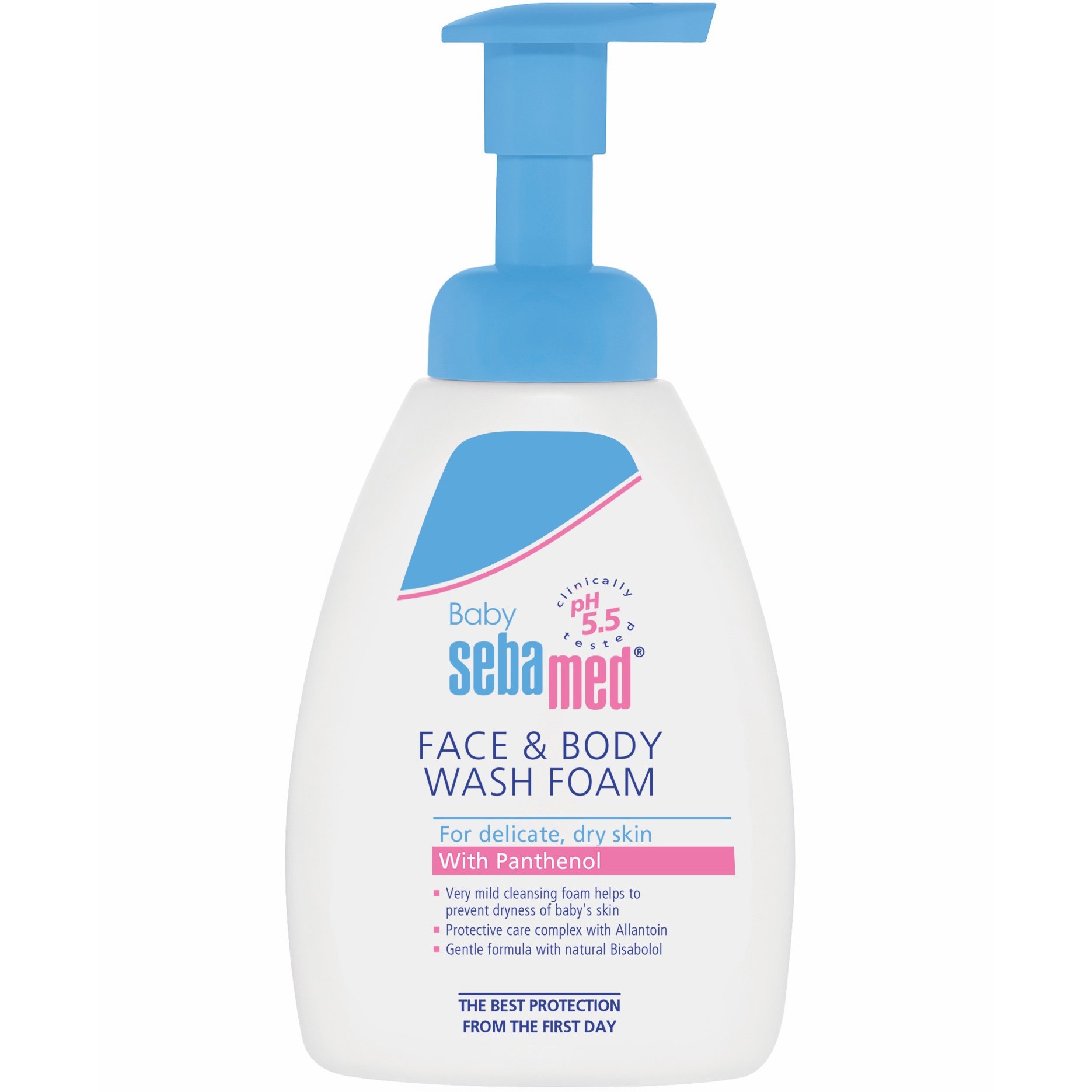 Sebamed Baby Wash Foam for Delicate, Dry Skin with Panthenol Ήπιος Αφρός Καθαρισμού Προσώπου & Σώματος για Πρόληψη της Ξηροδερμίας στα Βρέφη από την Πρώτη Μέρα 400ml