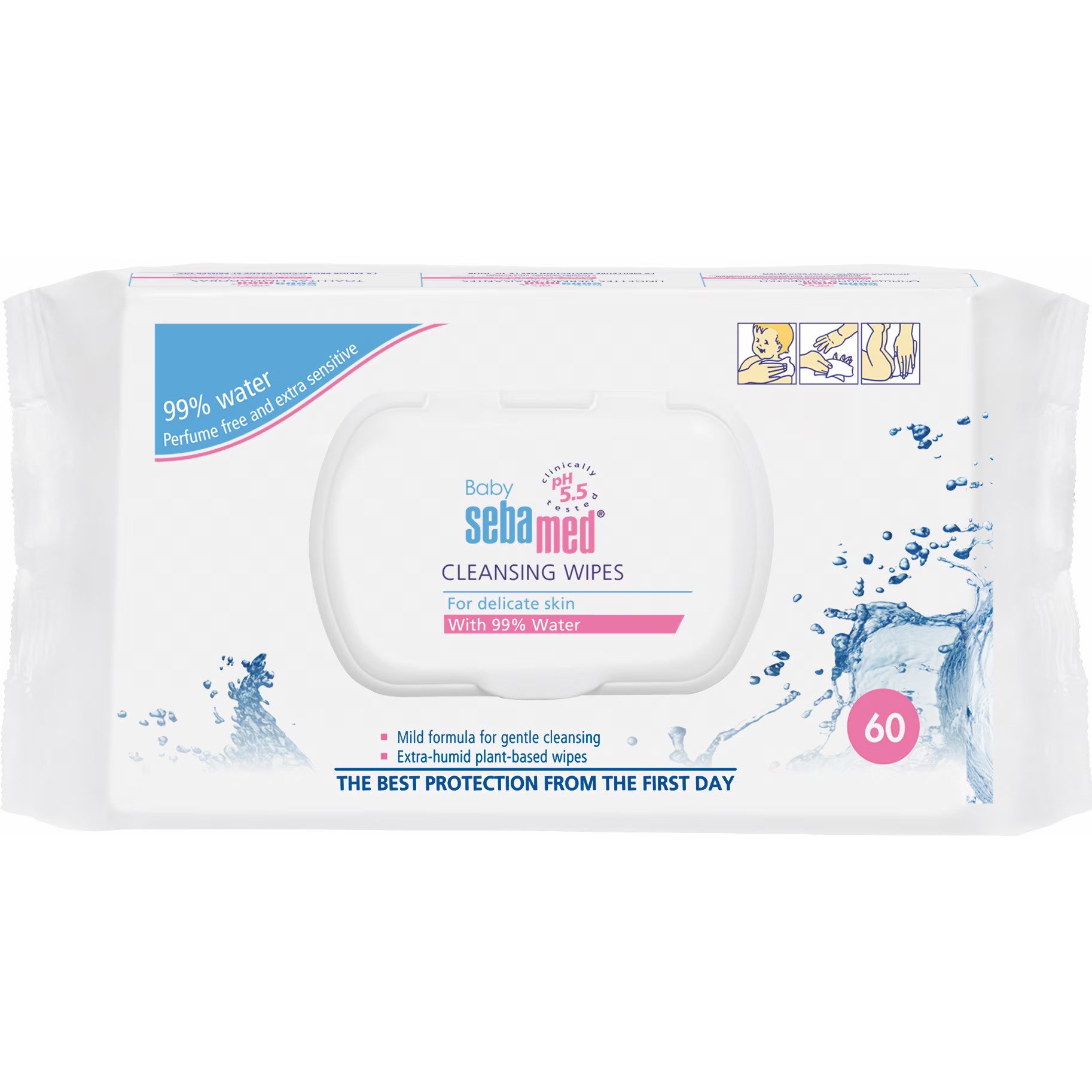 Sebamed Sebamed 99% Water Baby Cleansing Wipes Μωρομάντηλα με 99% Νερό για Εύκολο, Απαλό Καθαρισμό & Προστασία της Ευαίσθητης Βρεφικής & Παιδικής Επιδερμίδας 60 Τεμάχια