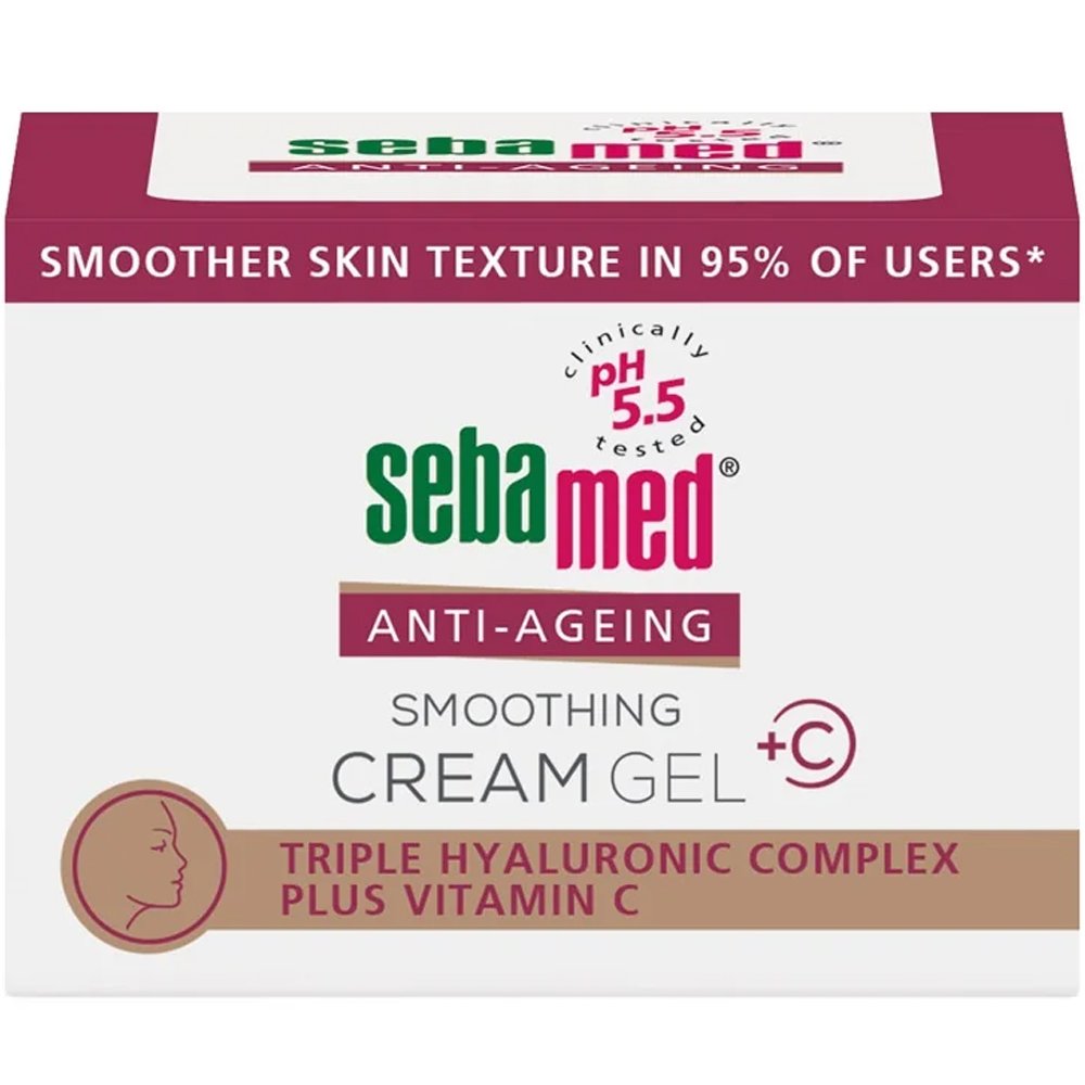 Sebamed Anti-Ageing Smoothing Cream Gel Αντιγηραντική Κρέμα Προσώπου με Υφή Τζελ με Φυσική Βιταμίνη C & Τριπλό Σύμπλεγμα Υαλουρονικού για Ορατά πιο Λεία Επιδερμίδα 50ml