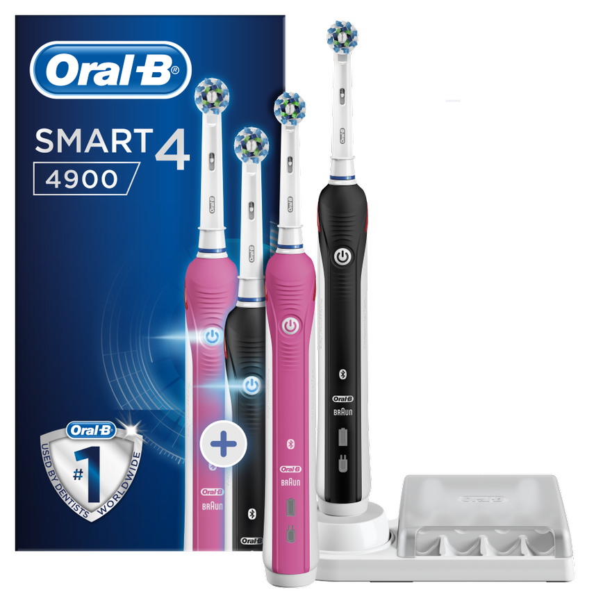 Oral-B Smart 4 4900 Special Edition Pink & Black Ηλεκτρική Οδοντόβουρτσα για πιο Υγιή Ούλα με την Έξυπνη Καθοδήγηση 2 Τεμάχια 29333